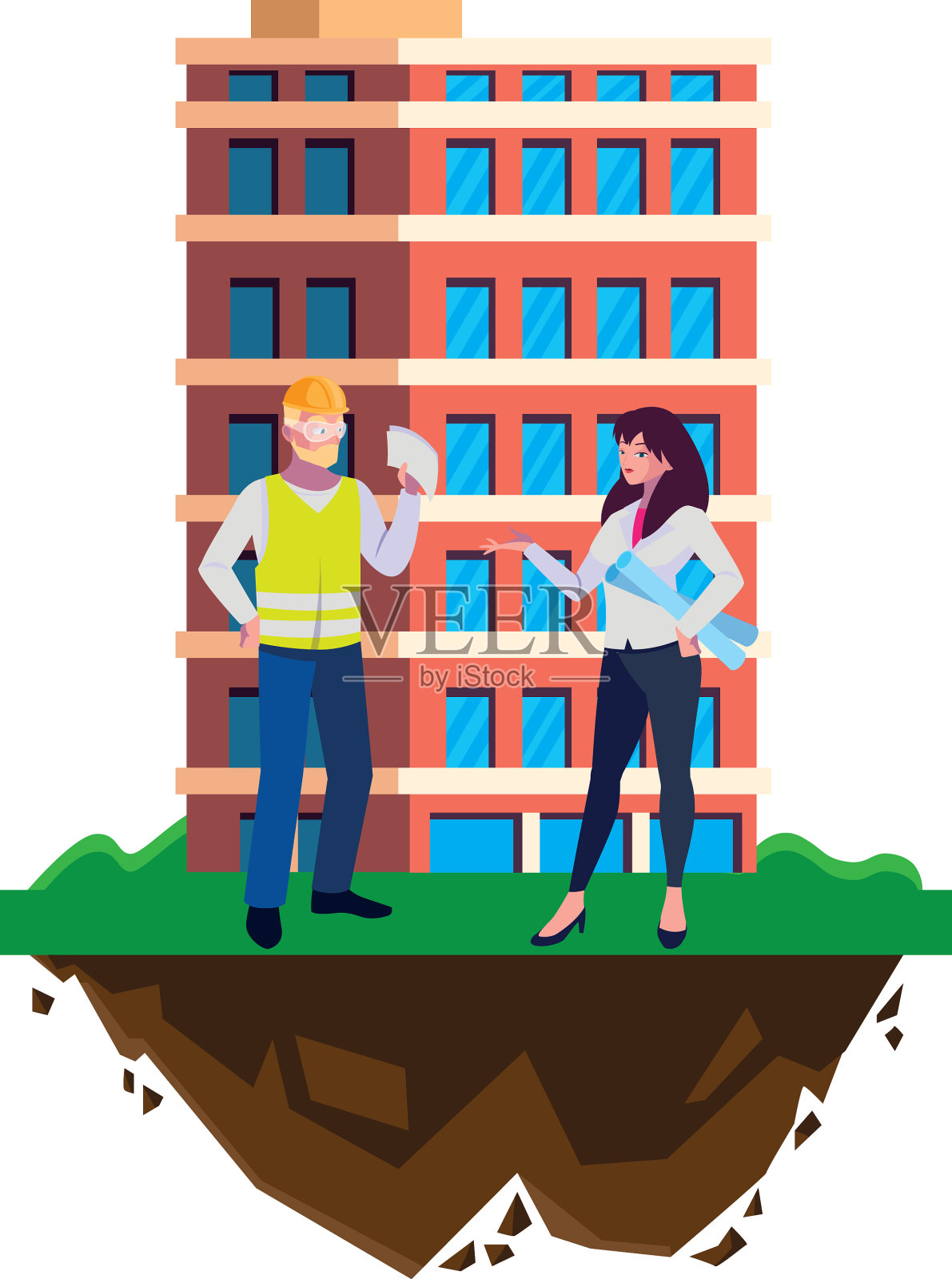 男建造师和女工程师设计元素图片