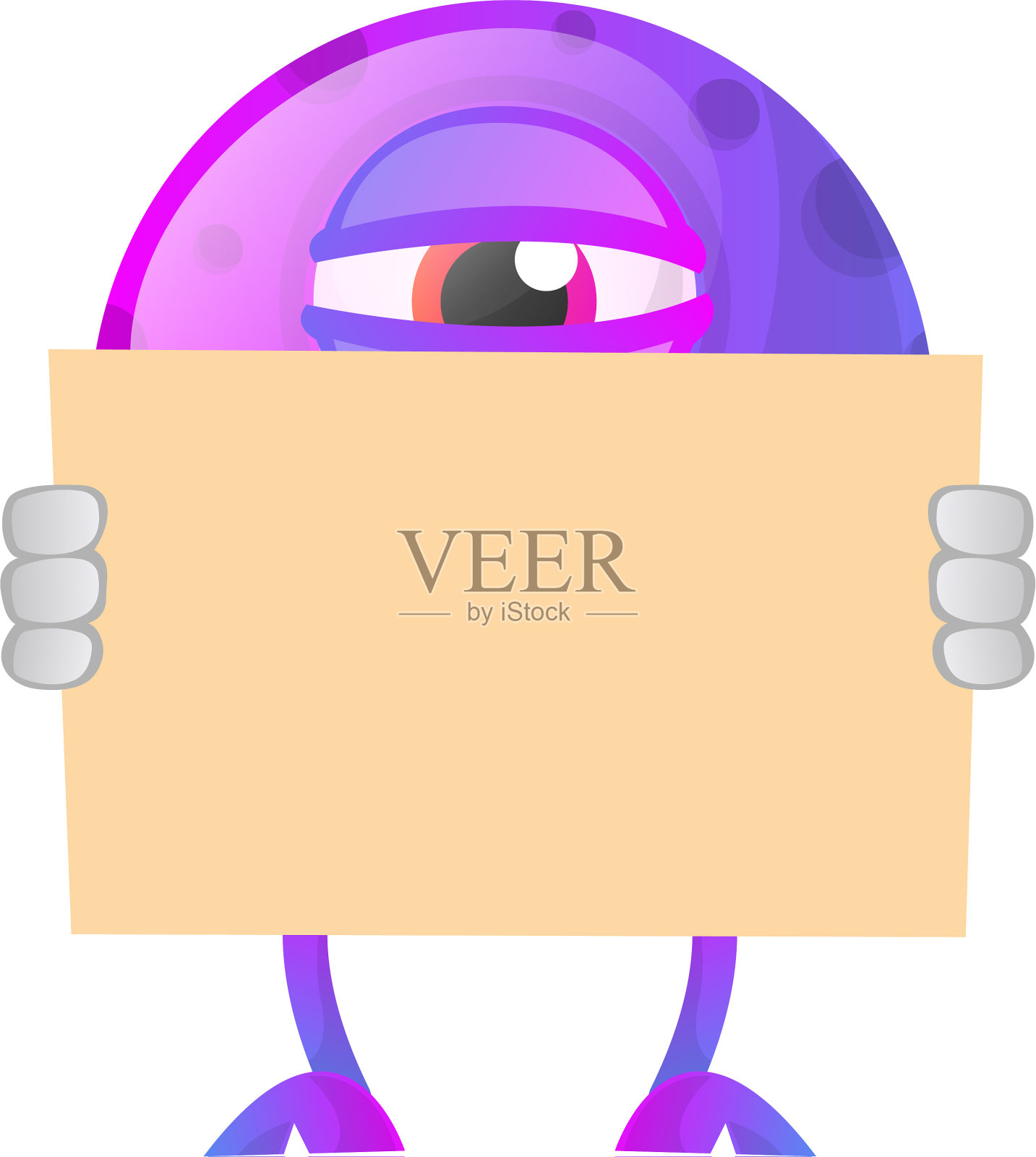 一只眼睛的怪物在白纸后面设计元素图片