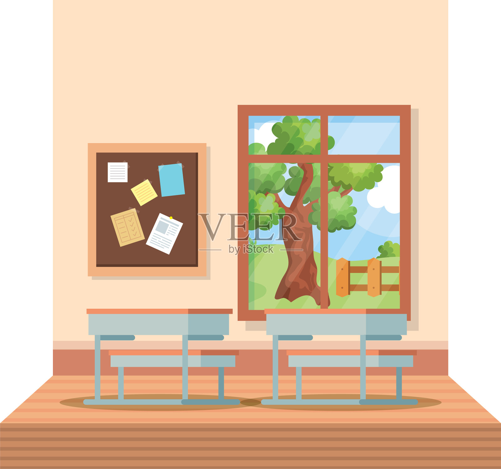 学校教室有窗景设计元素图片