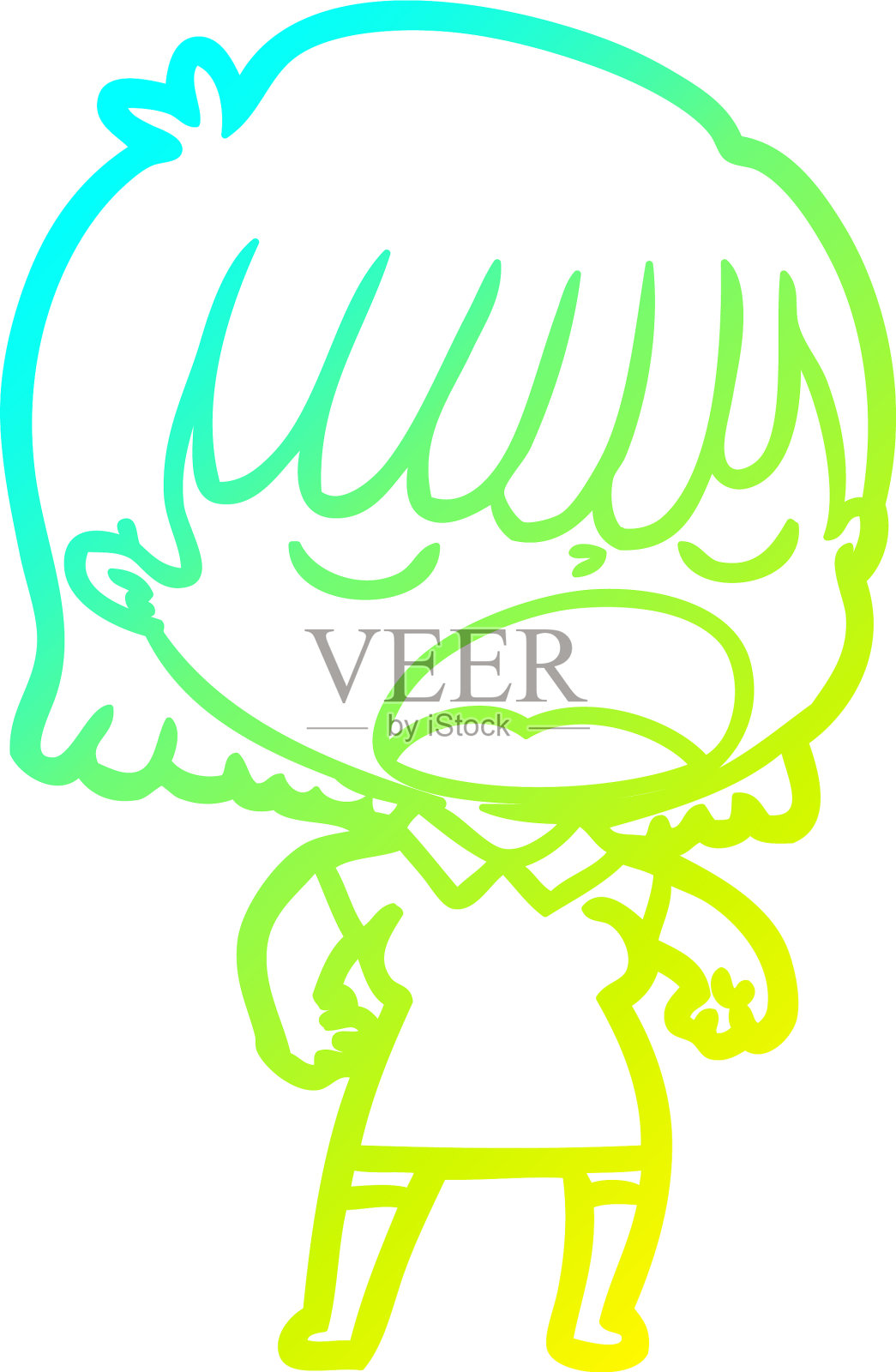 冷梯度线画卡通女人说话设计元素图片