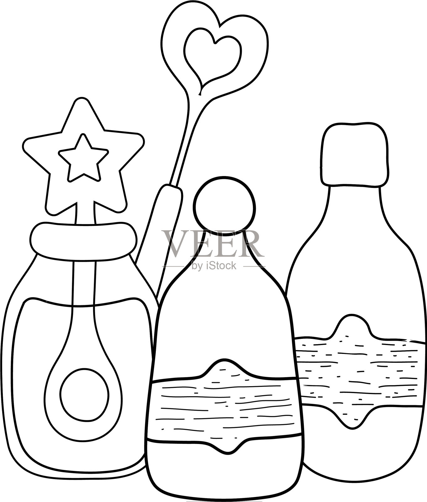 魔法药水瓶和魔杖图标素材