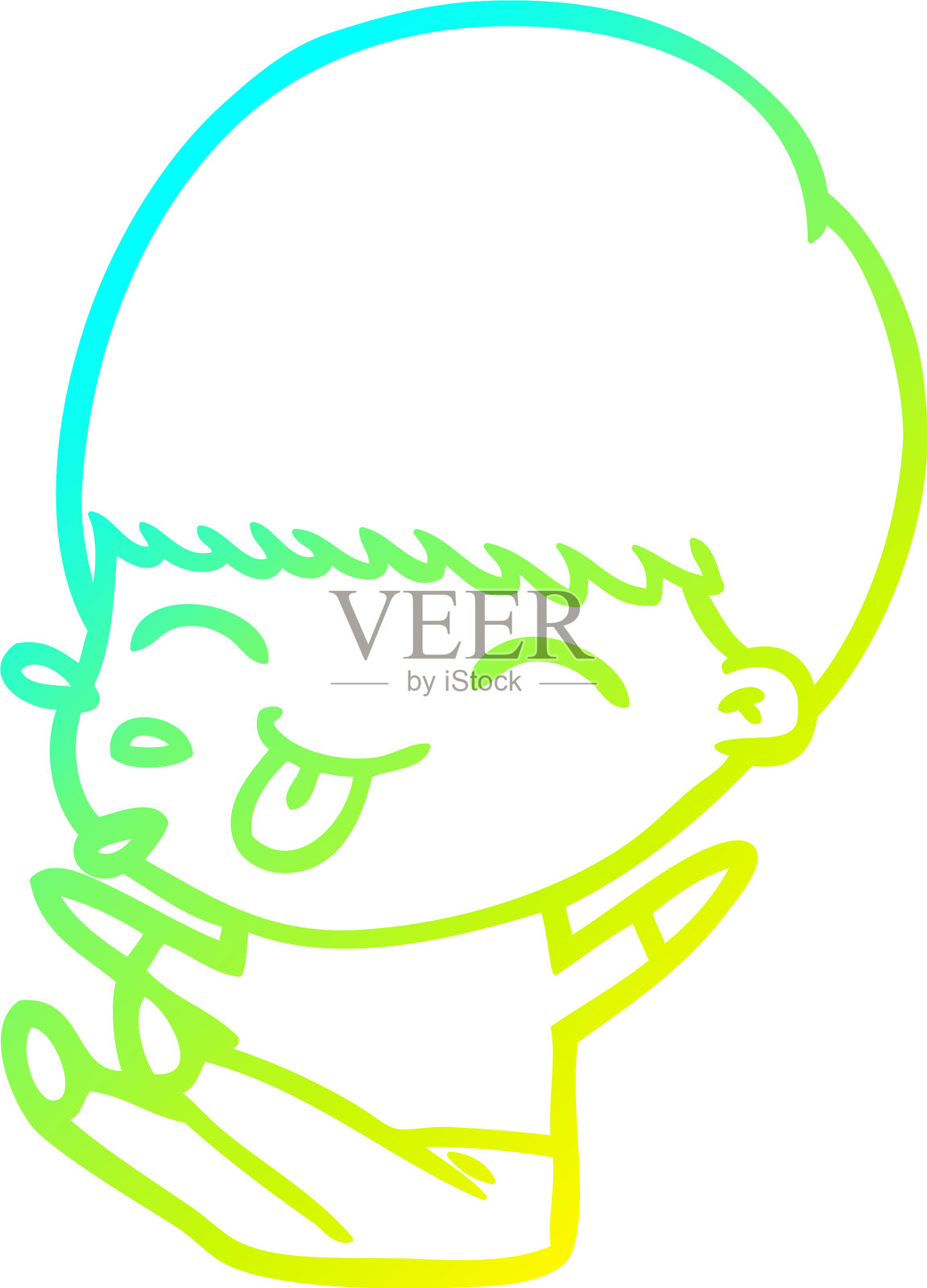 冷梯度线画卡通男孩设计元素图片