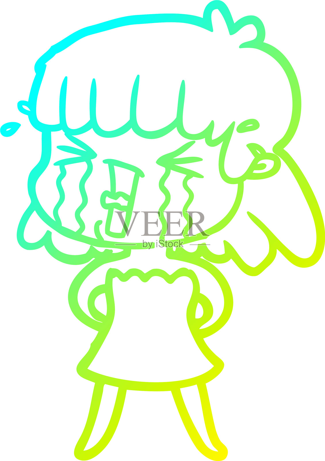 冷梯度线画卡通女人设计元素图片