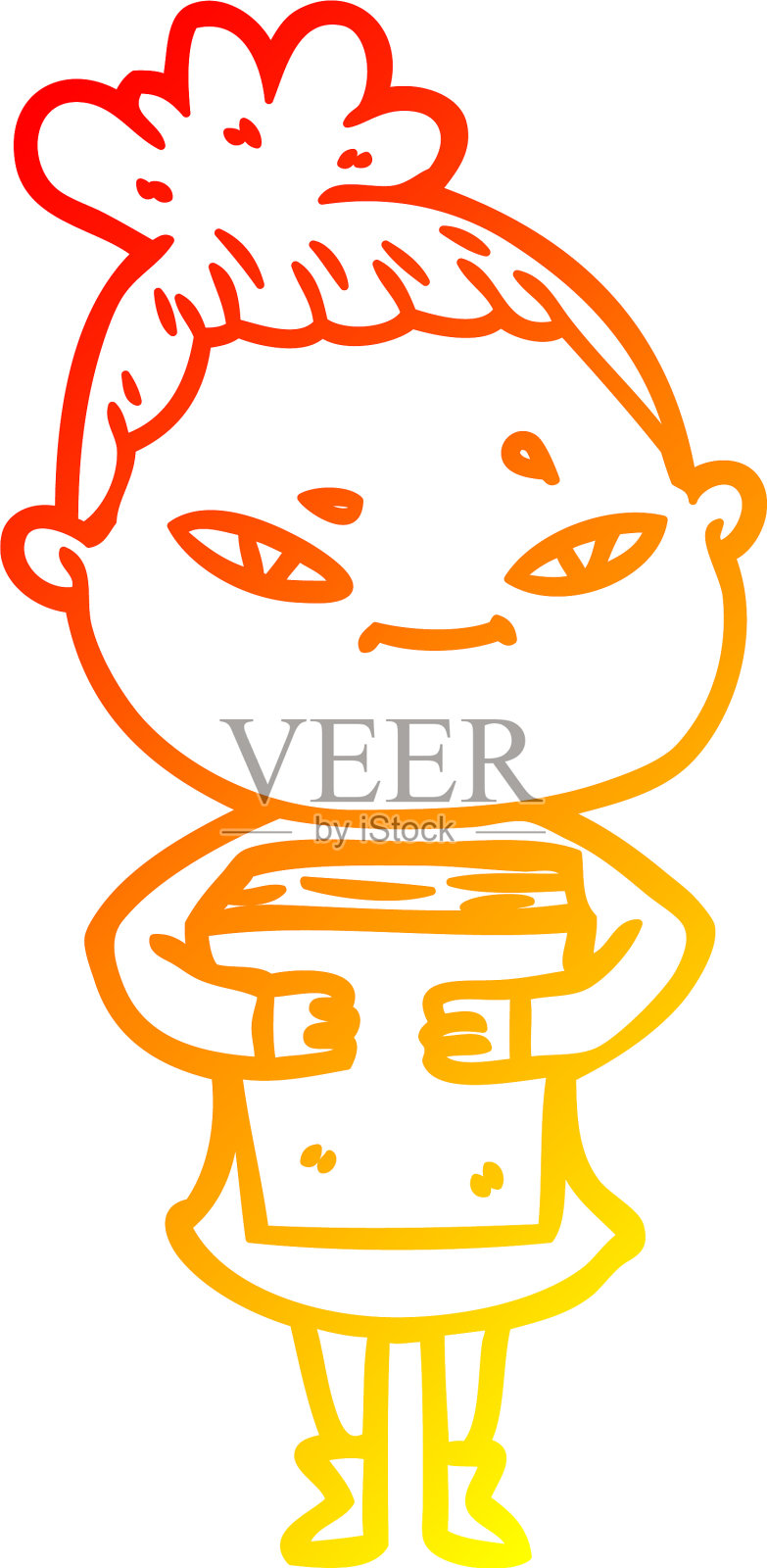 温暖的梯度线画卡通女人设计元素图片