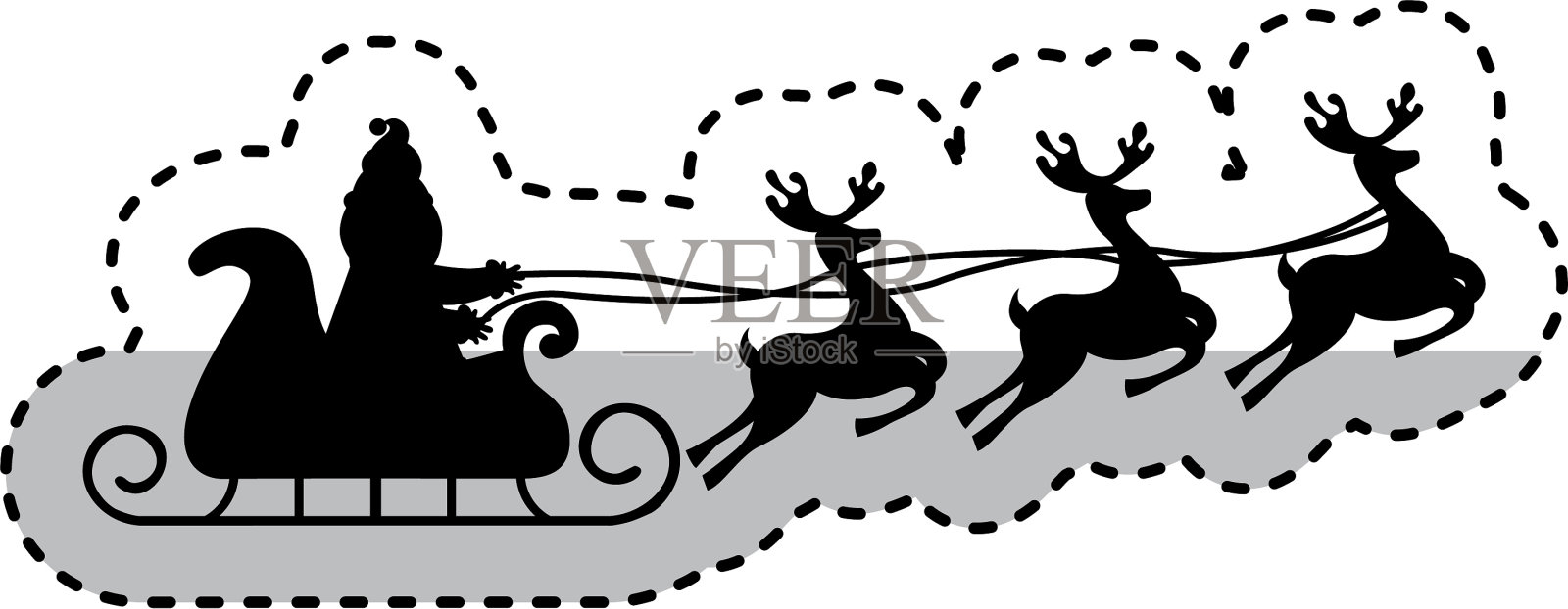 圣诞老人驾着驯鹿独自飞翔设计元素图片