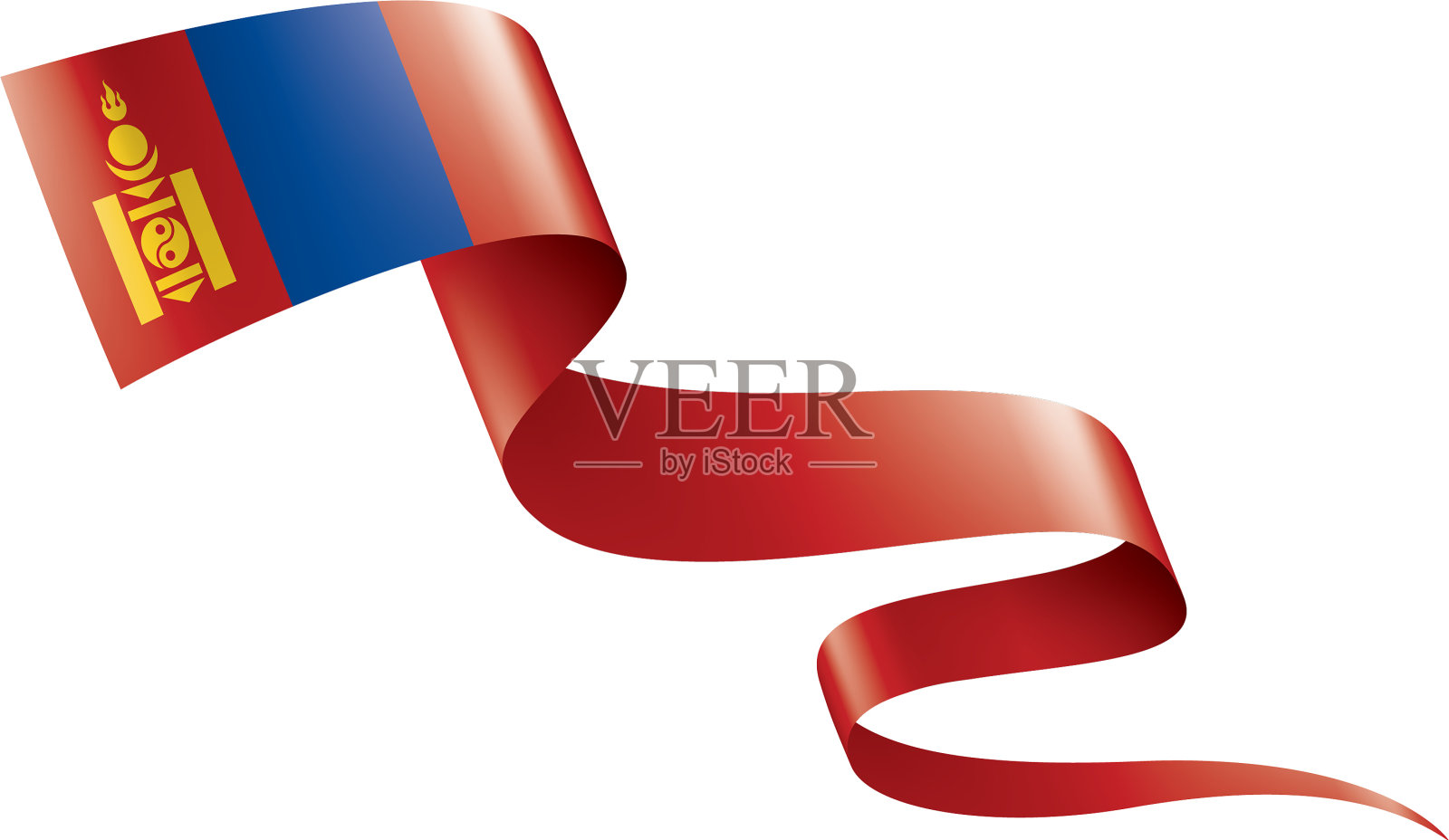 蒙古国旗上有白色设计元素图片