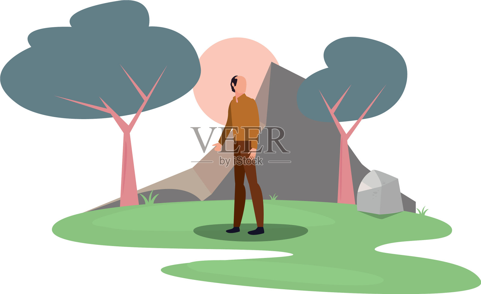 户外公园里的男人性格设计元素图片