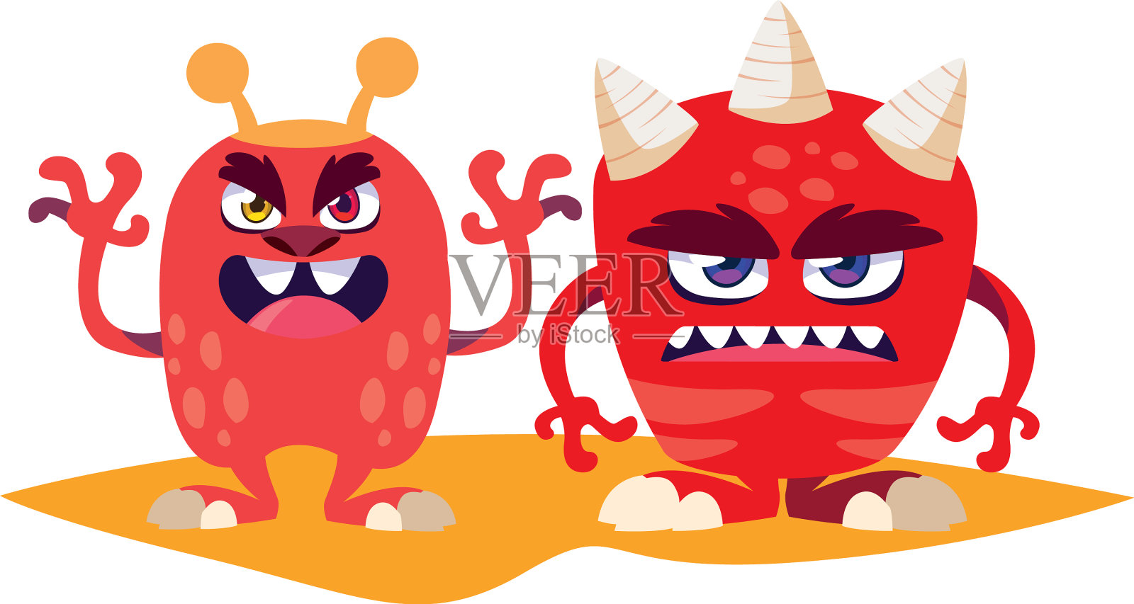 有趣的怪物，漫画人物丰富多彩设计元素图片