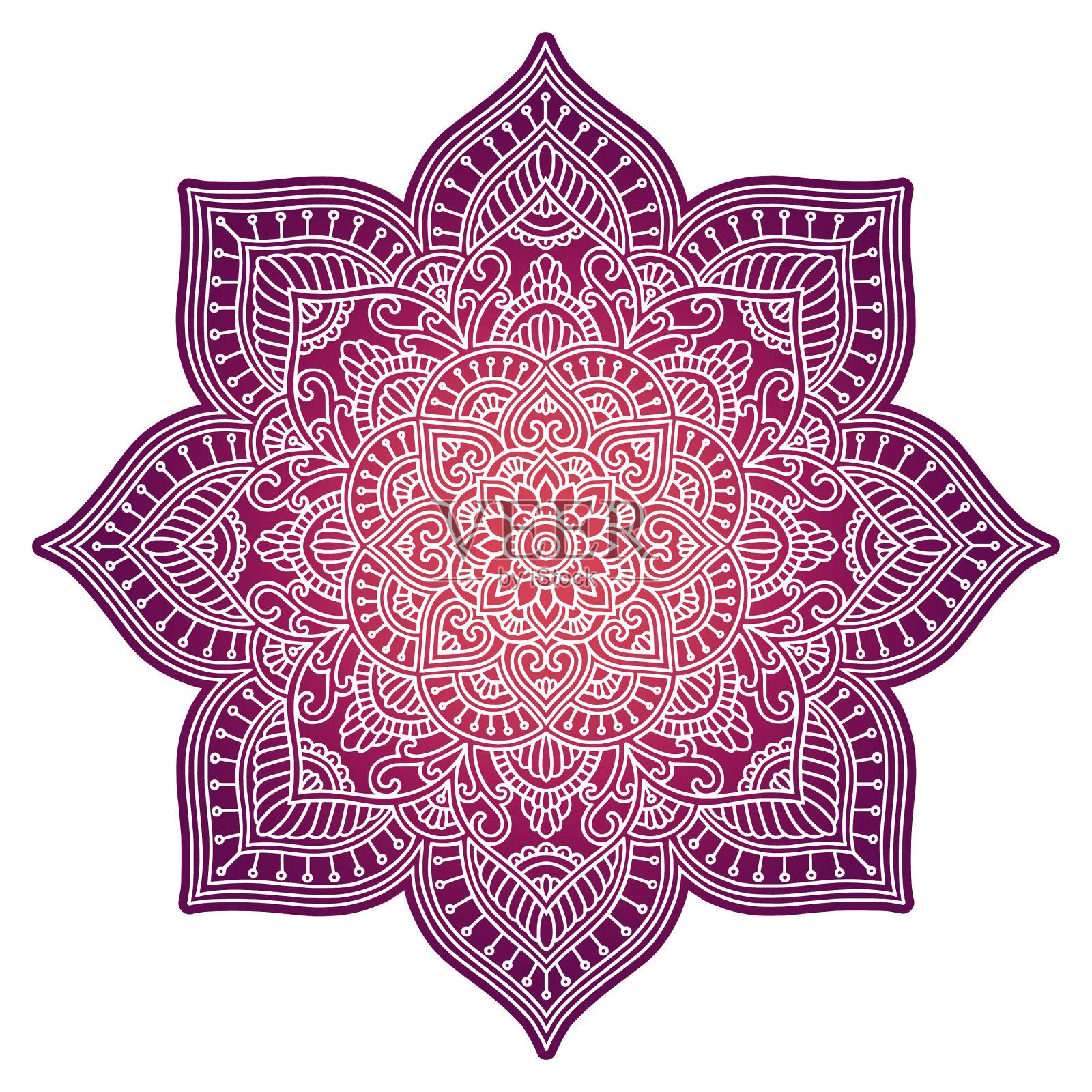 梯度曼荼罗圈民族装饰手设计元素图片