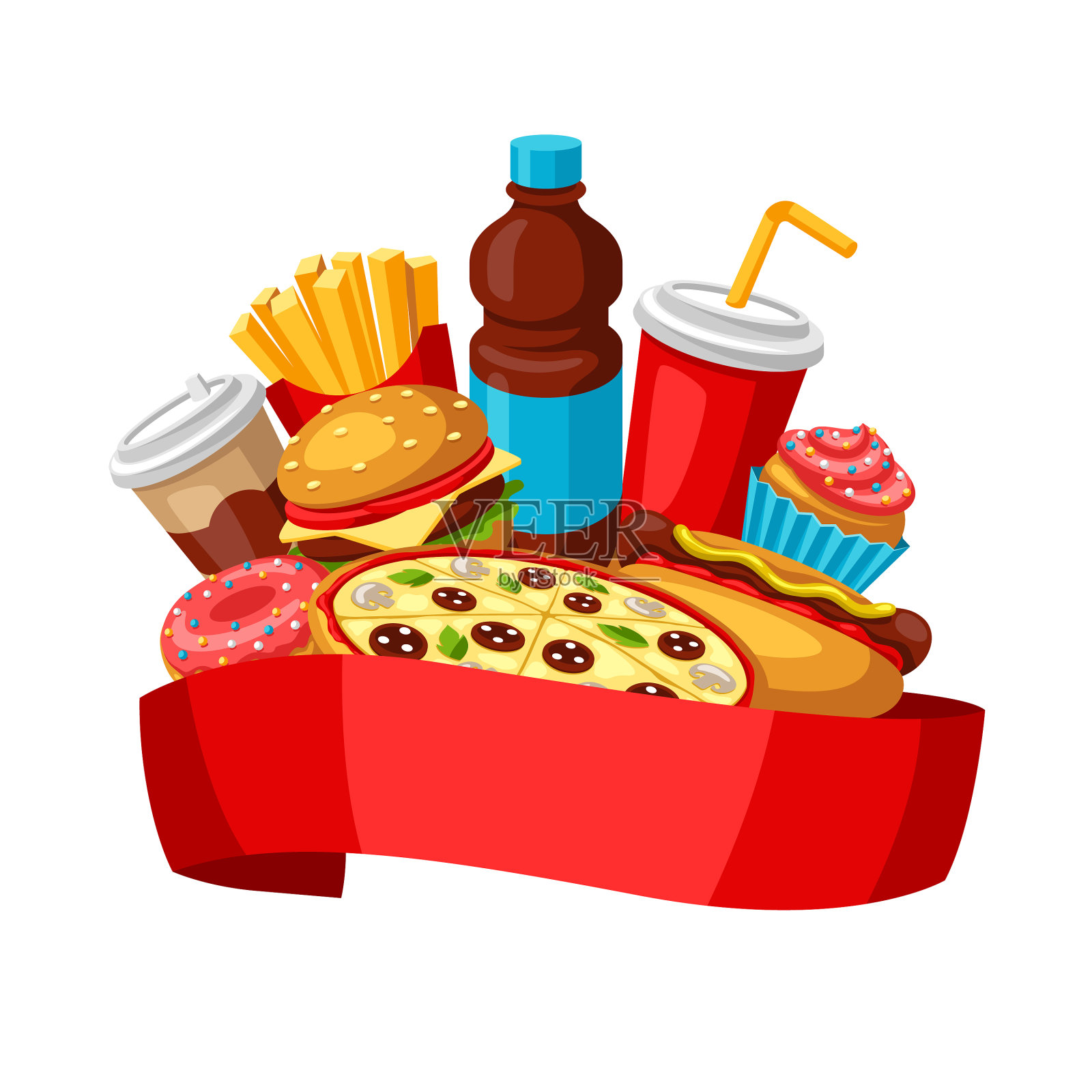 背景与快餐餐，美味的快餐设计元素图片