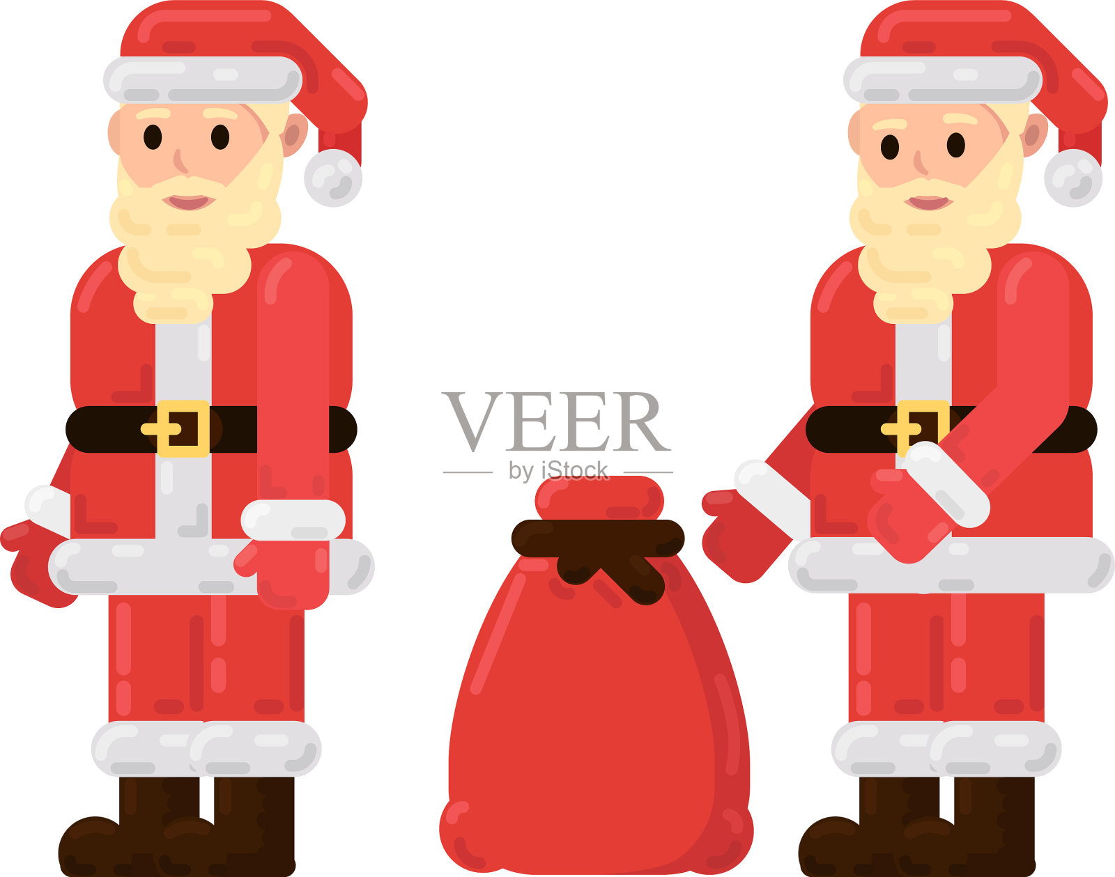 圣诞老人带着一袋扁平的礼物设计元素图片