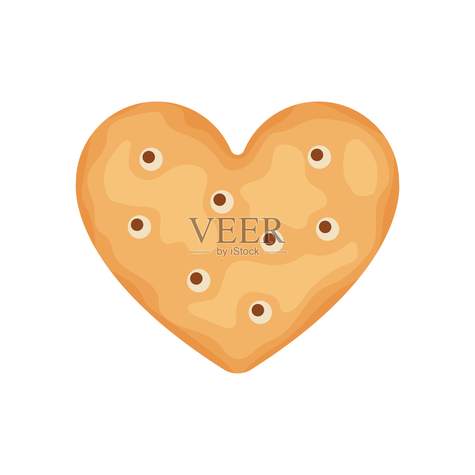饼干片心形孤立在白色设计元素图片