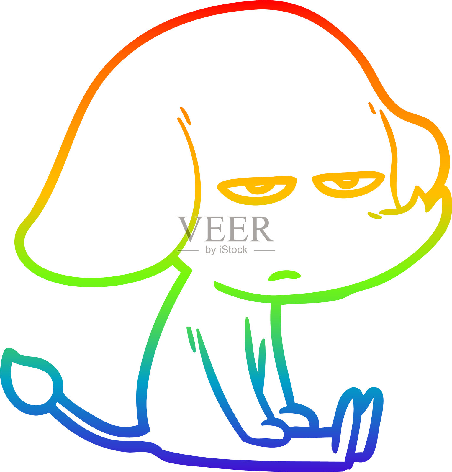 彩虹渐变线绘制烦恼卡通设计元素图片