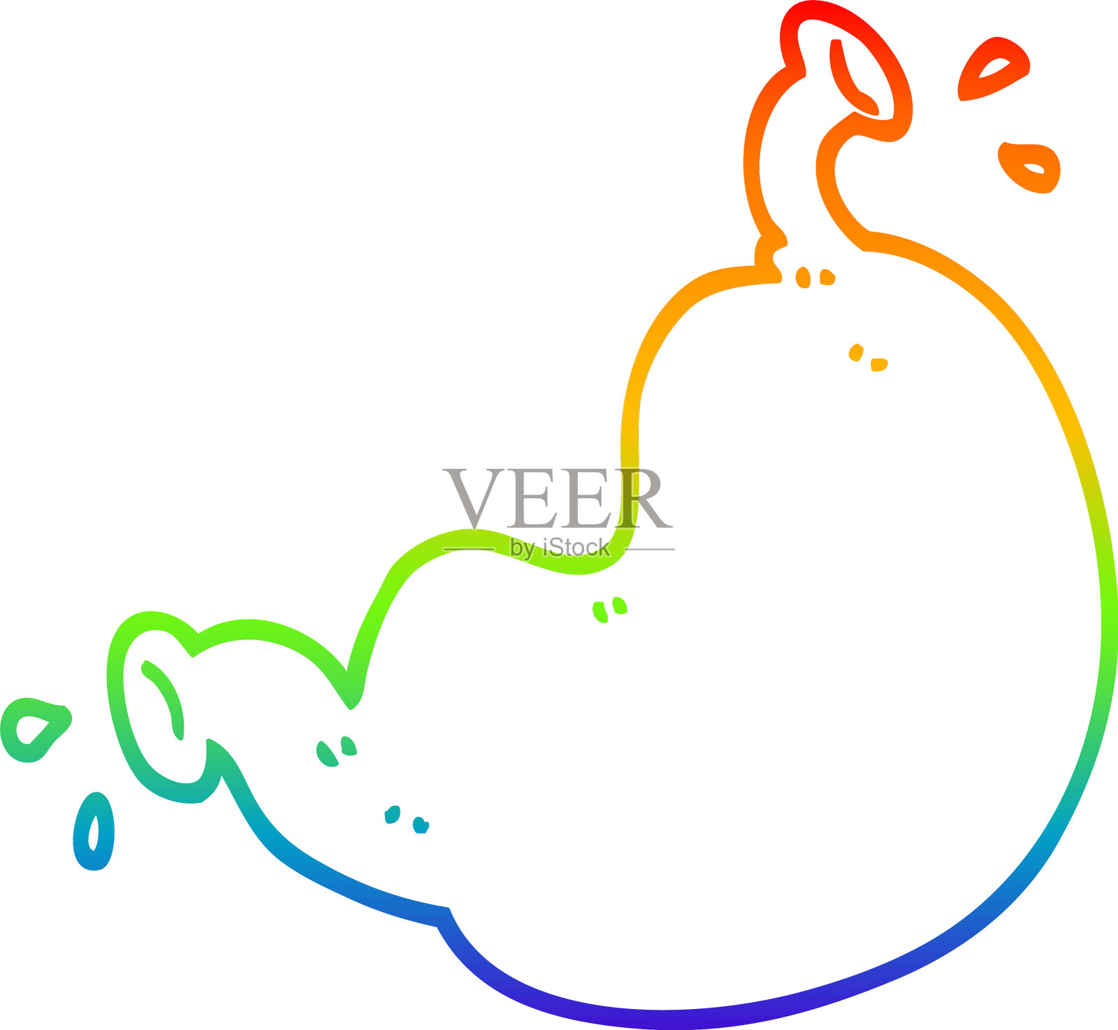 彩虹梯度线绘制卡通人体器官设计元素图片