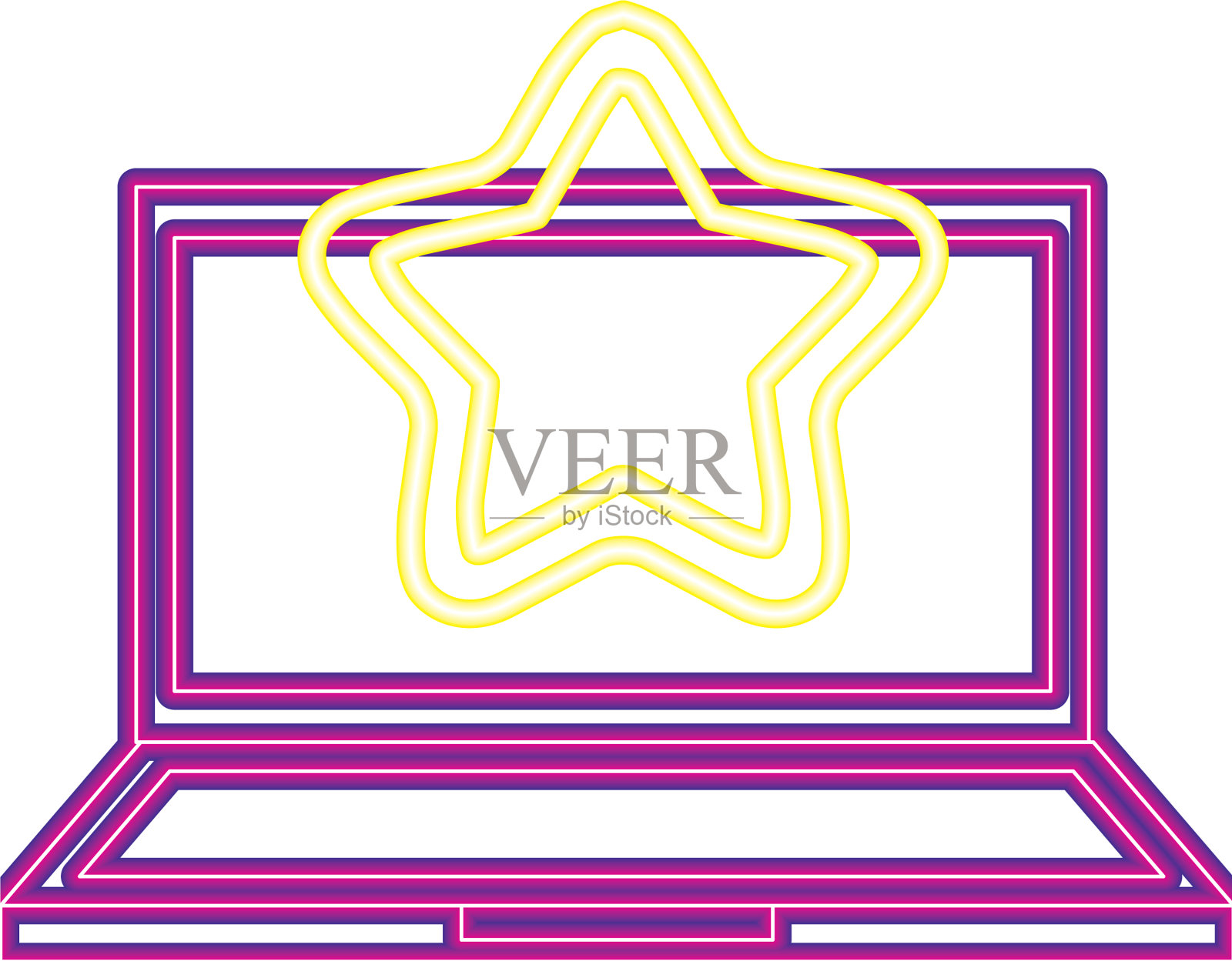 笔记本电脑星霓虹视频游戏设计元素图片