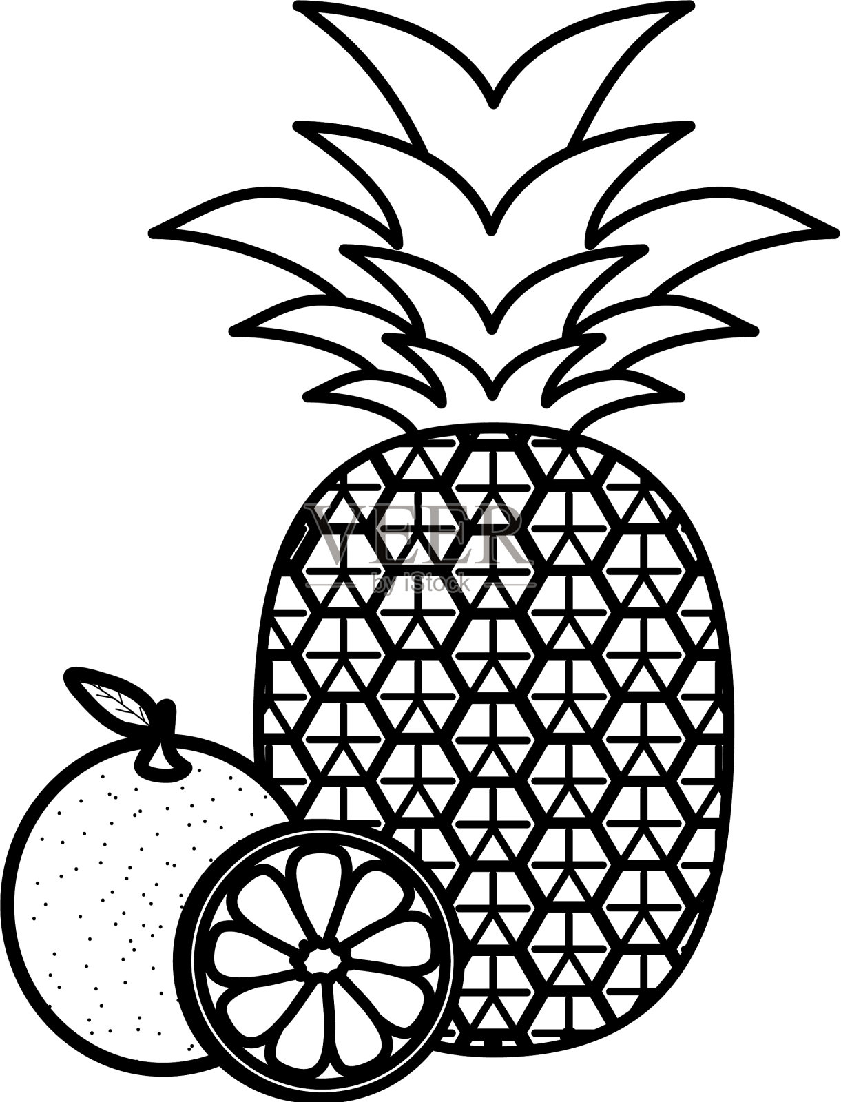 鲜菠萝配橙子设计元素图片