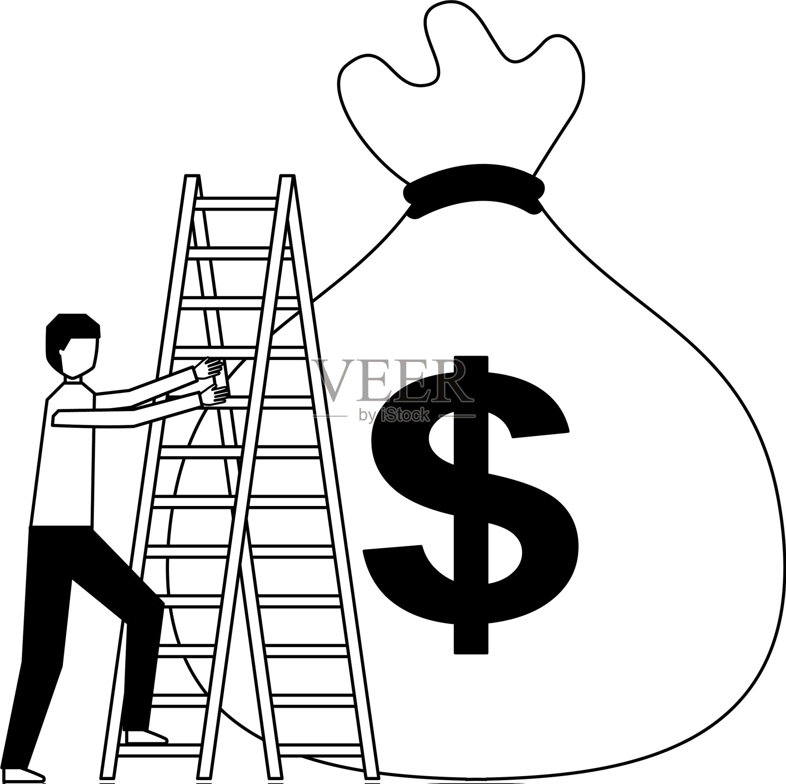 爬楼梯和钱袋的商人设计元素图片