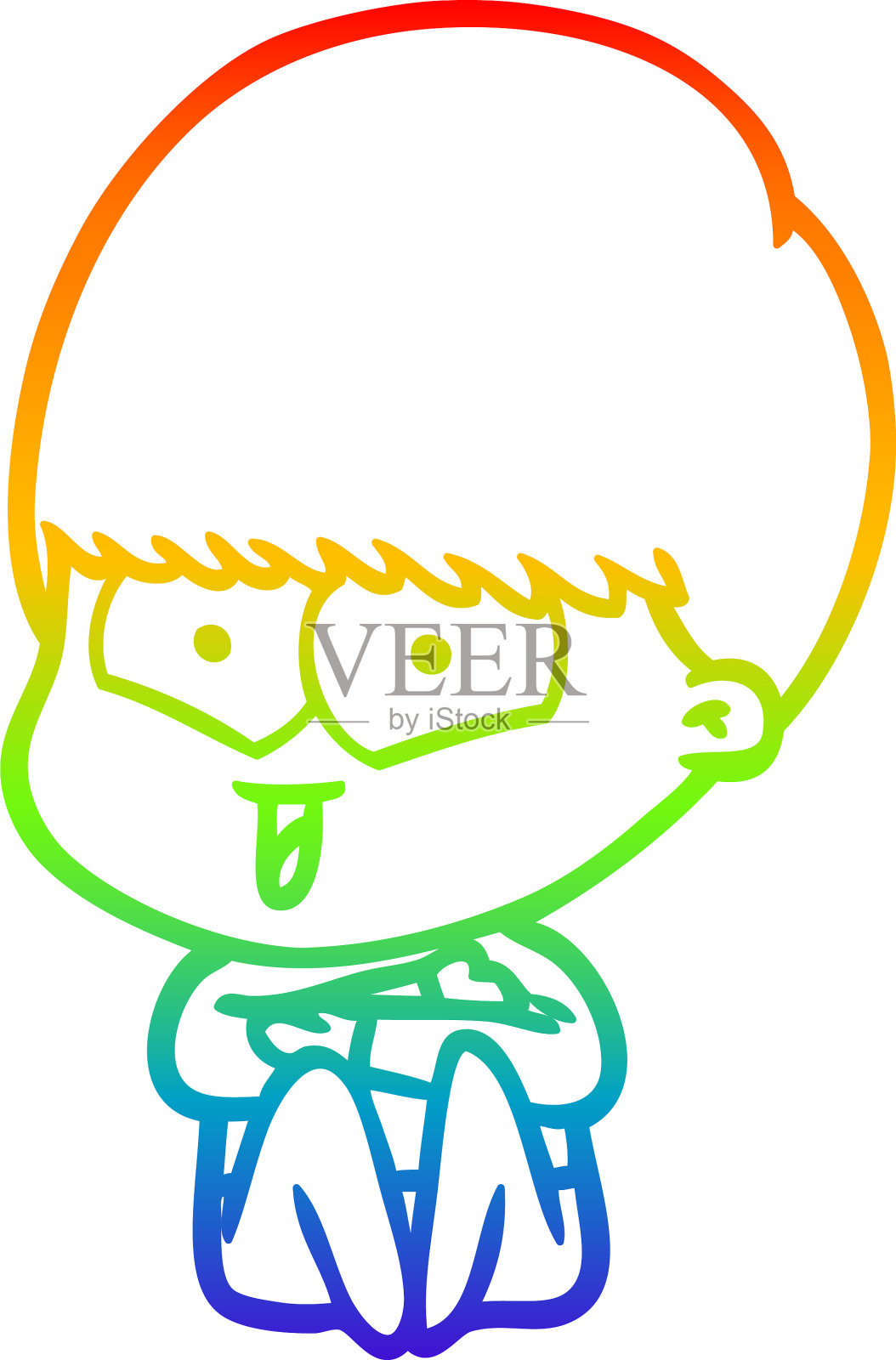 彩虹渐变线画卡通快乐男孩设计元素图片