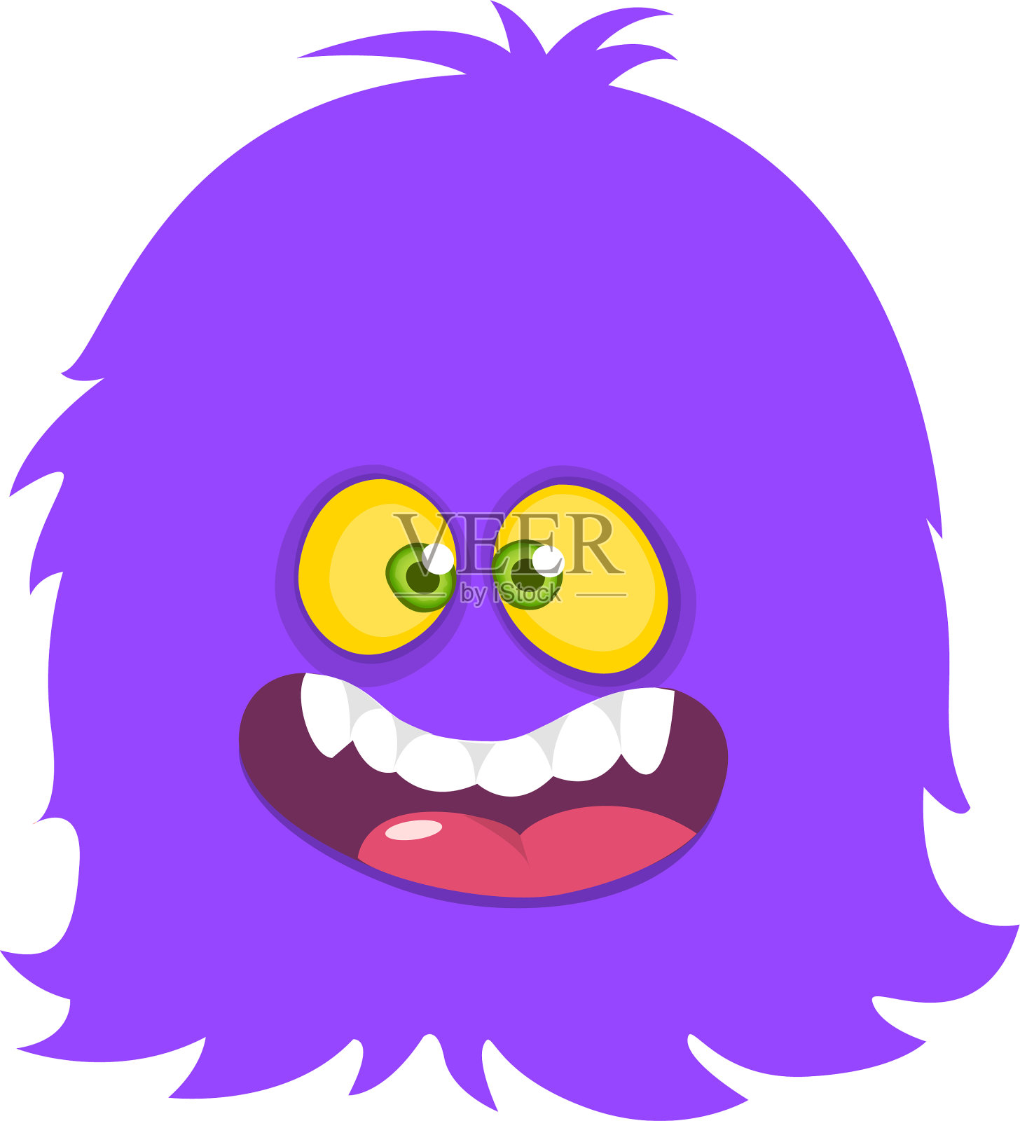 快乐的小卡通毛茸茸的紫色怪物设计元素图片