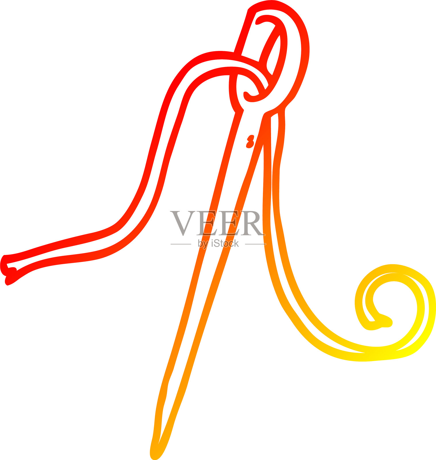 暖色梯度线画卡通针和设计元素图片