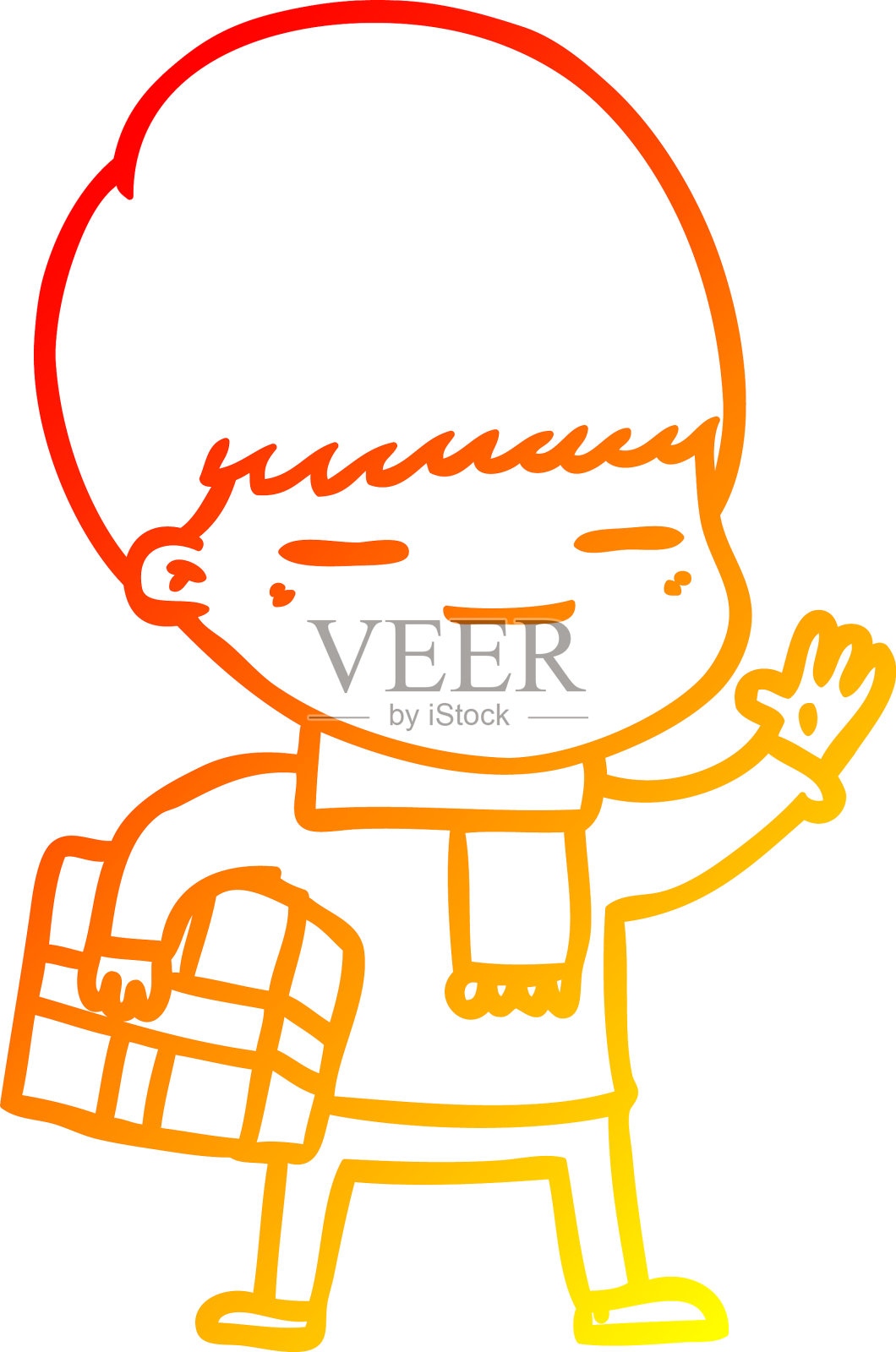 温暖的梯度线画卡通自鸣得意的男孩设计元素图片