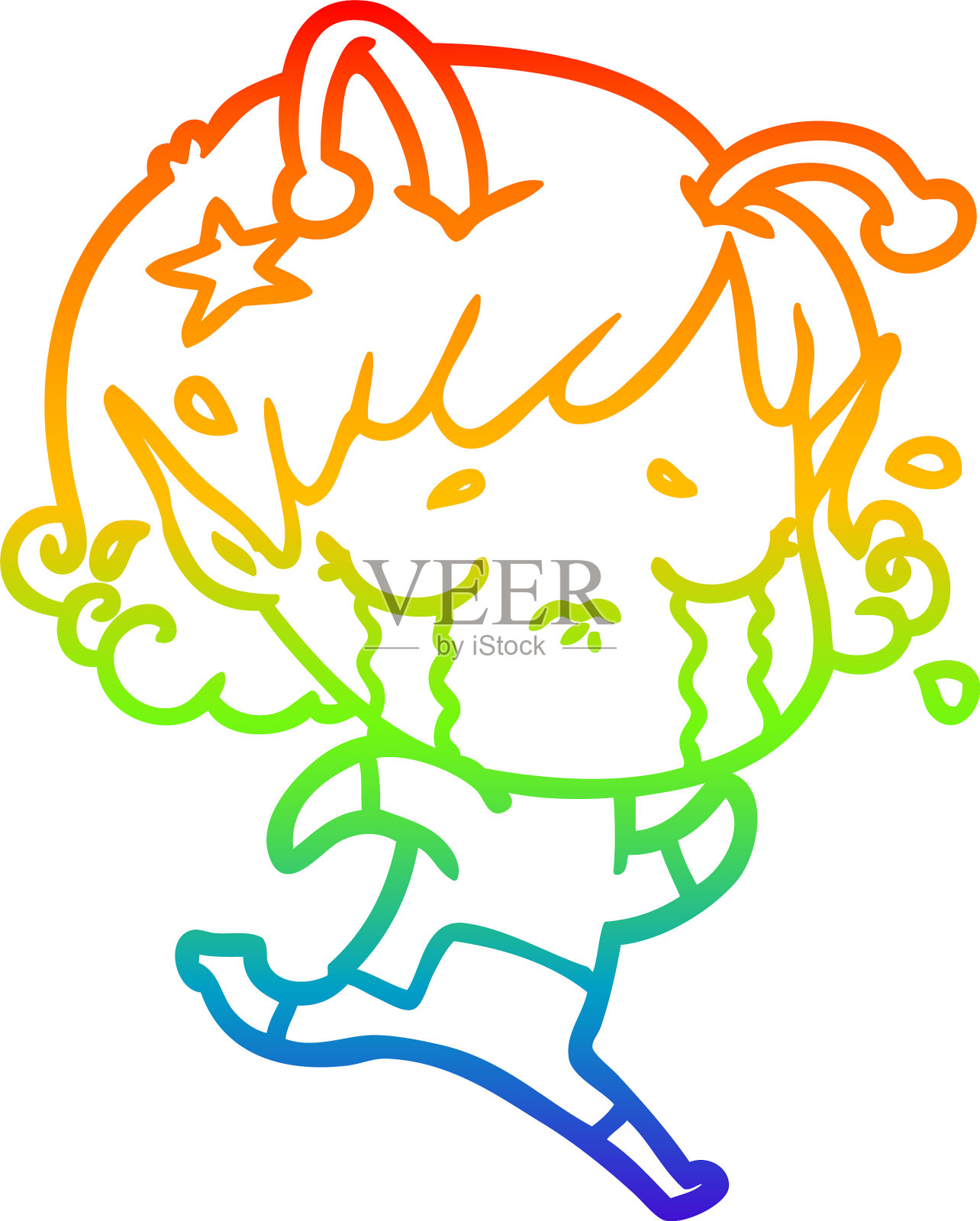 彩虹渐变线画卡通哭设计元素图片