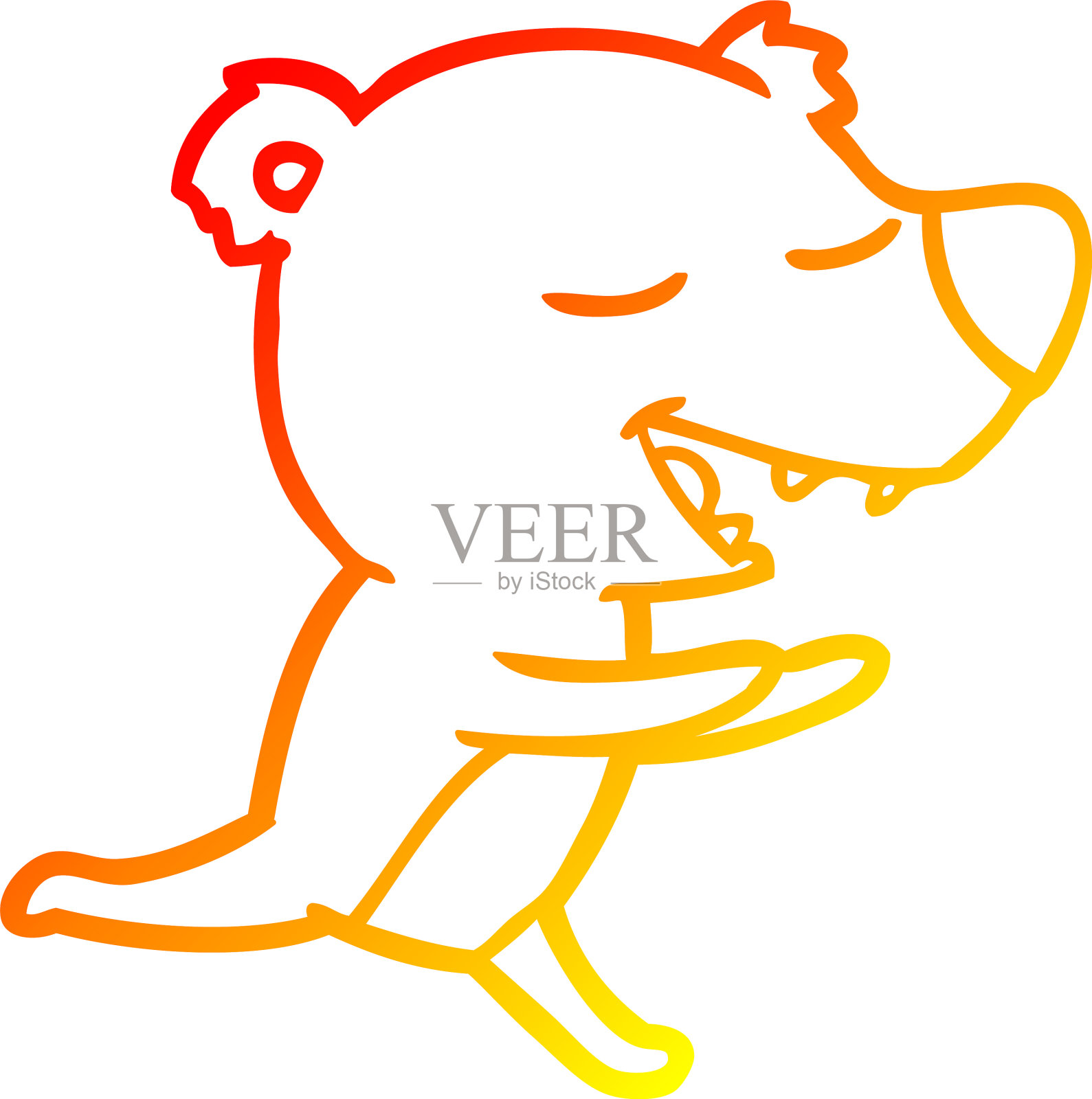 温暖的梯度线绘制卡通熊设计元素图片