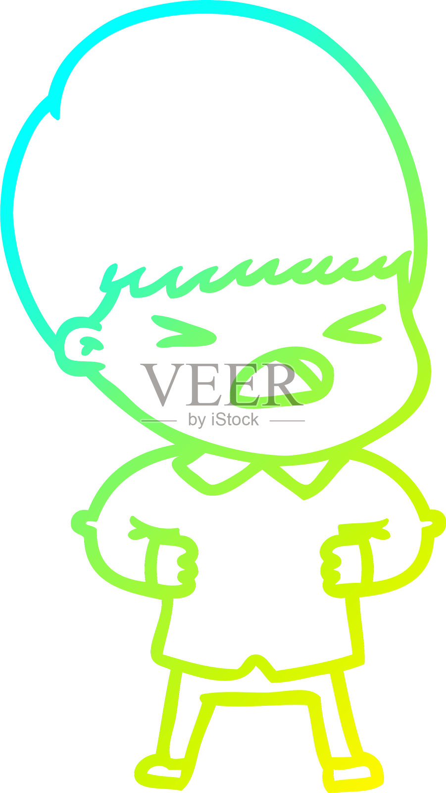 冷梯度线画卡通强调人设计元素图片