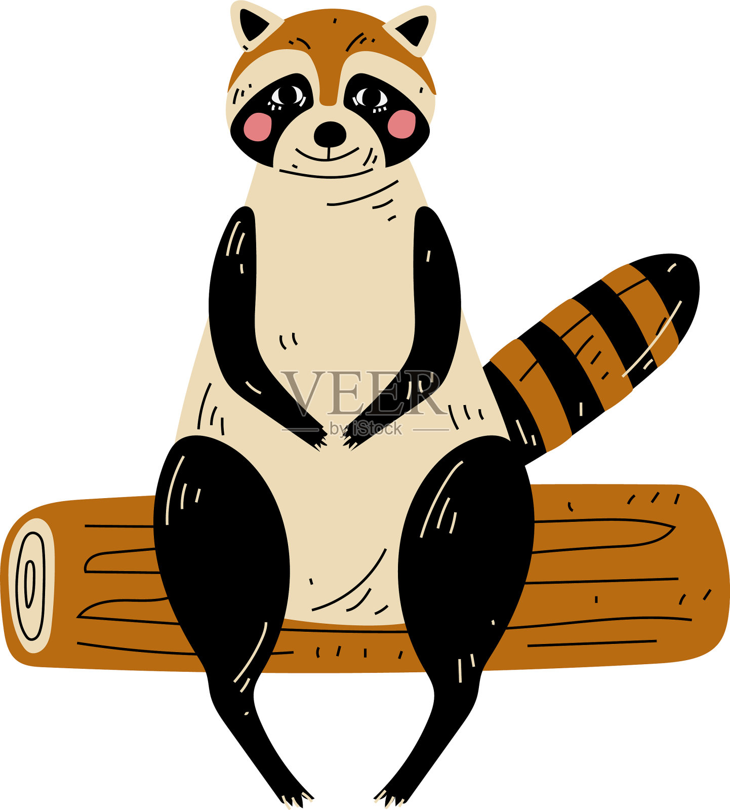 浣熊坐在原木上的动物性格有设计元素图片