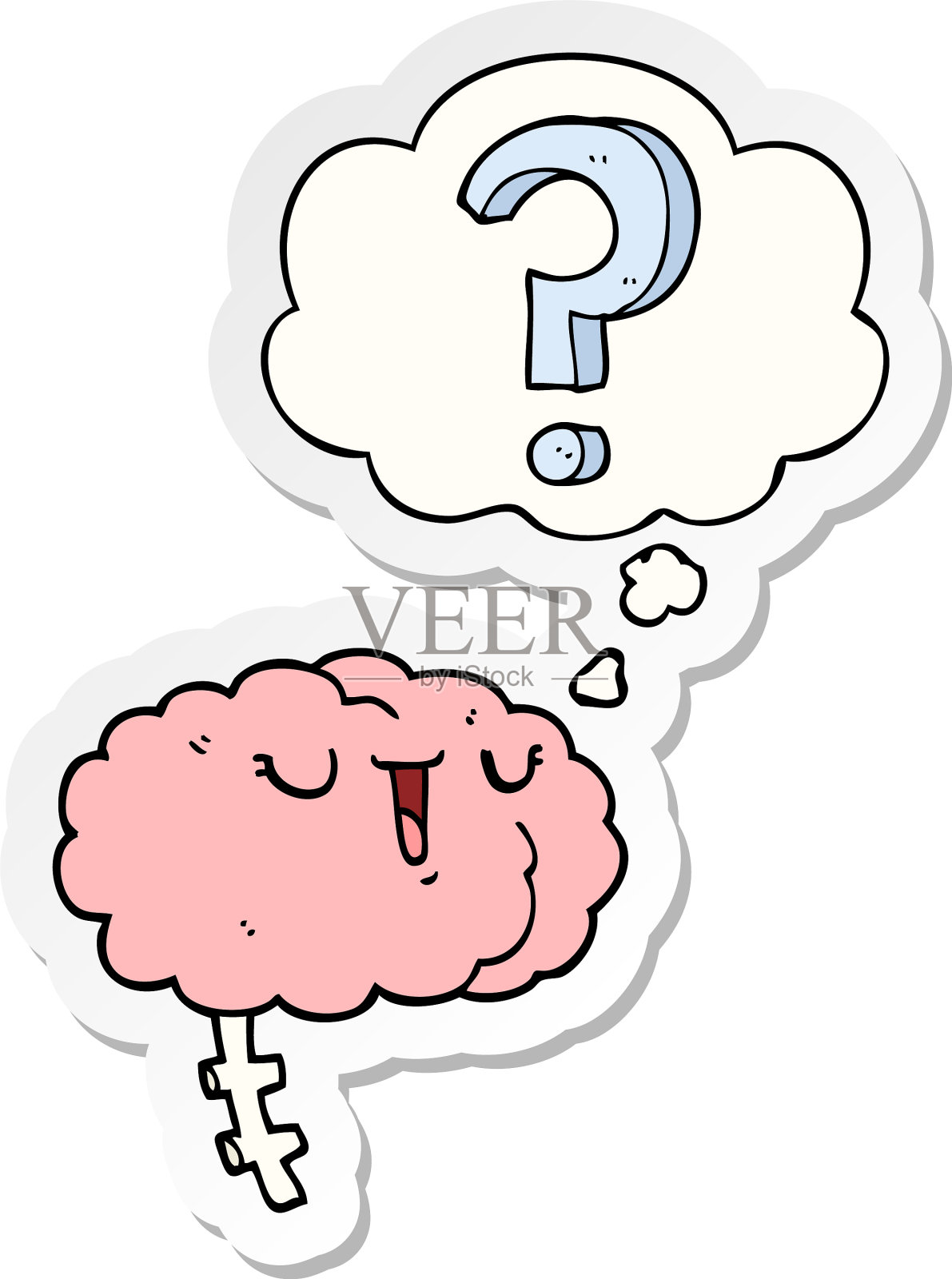 卡通好奇的大脑和思想泡泡一样设计元素图片