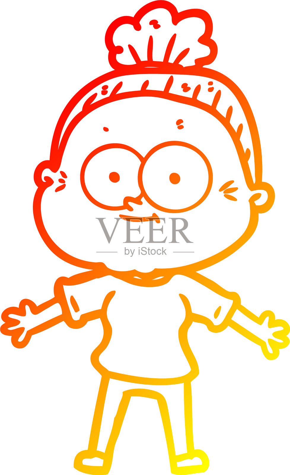 温暖的梯度线画卡通快乐的老奶奶设计元素图片