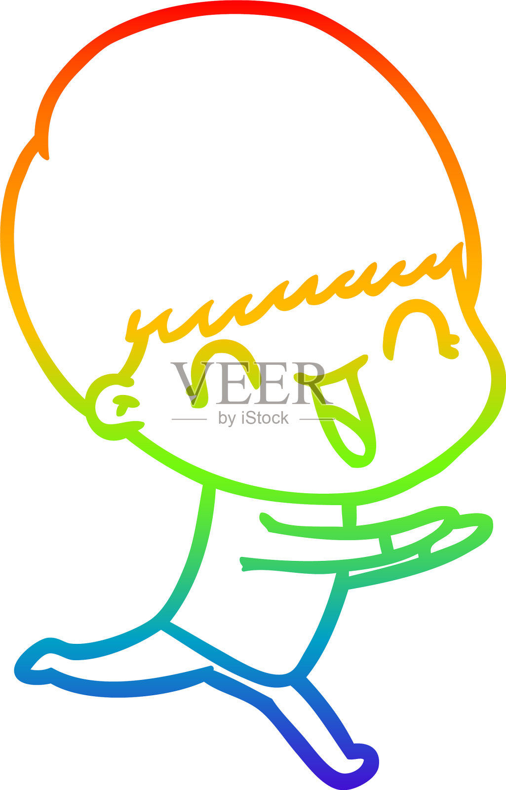 彩虹梯度线画快乐卡通男孩设计元素图片