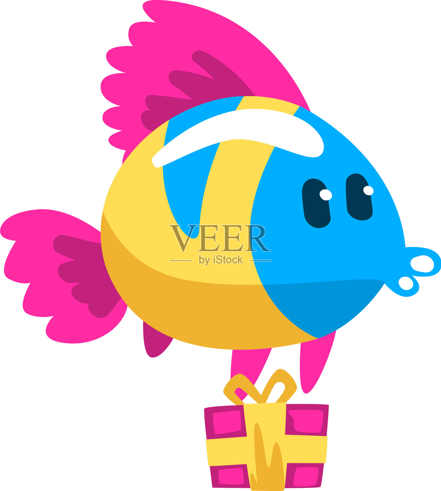 可爱的彩色鱼与小大海礼盒设计元素图片