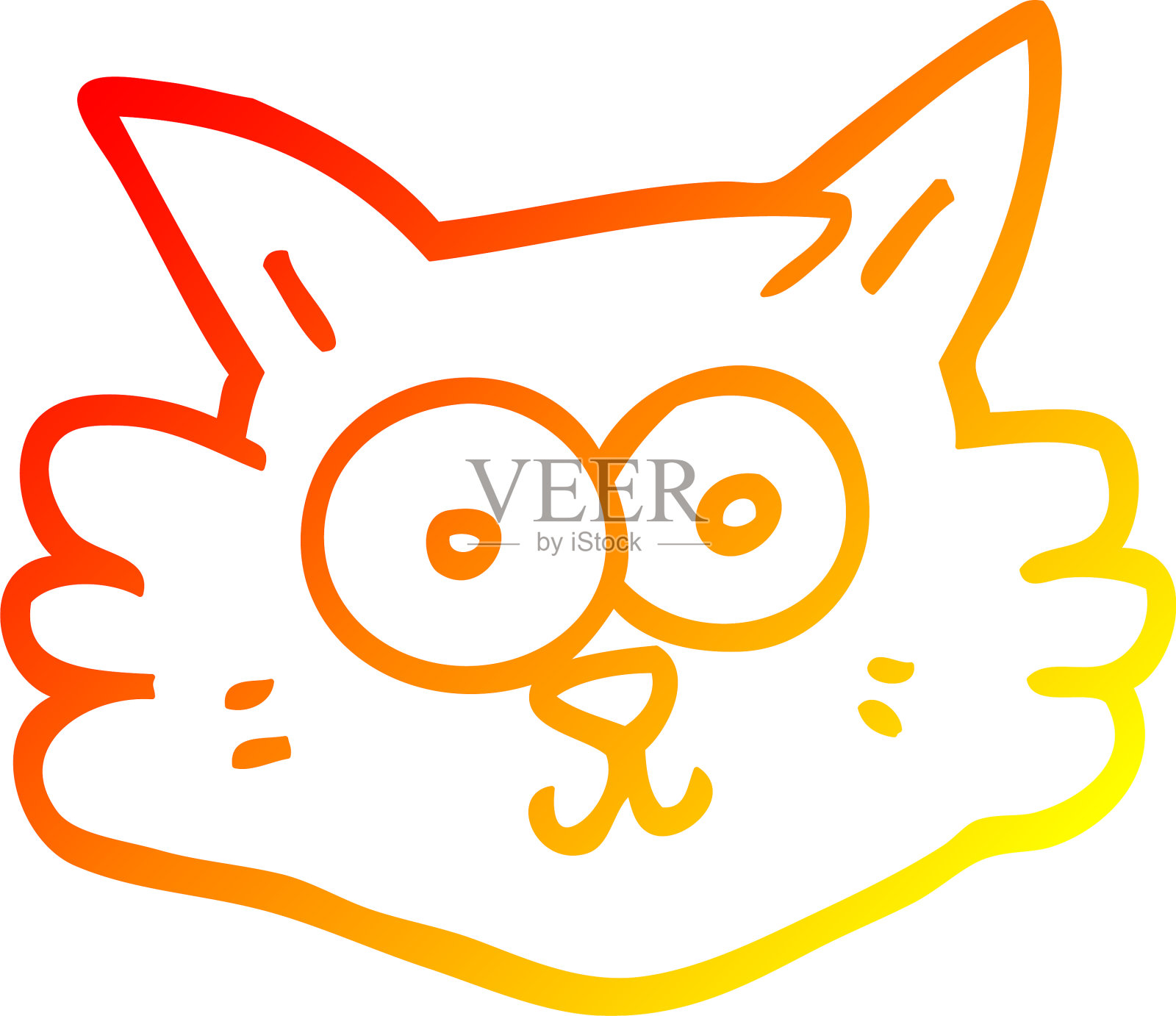 温暖的梯度线画卡通猫脸设计元素图片