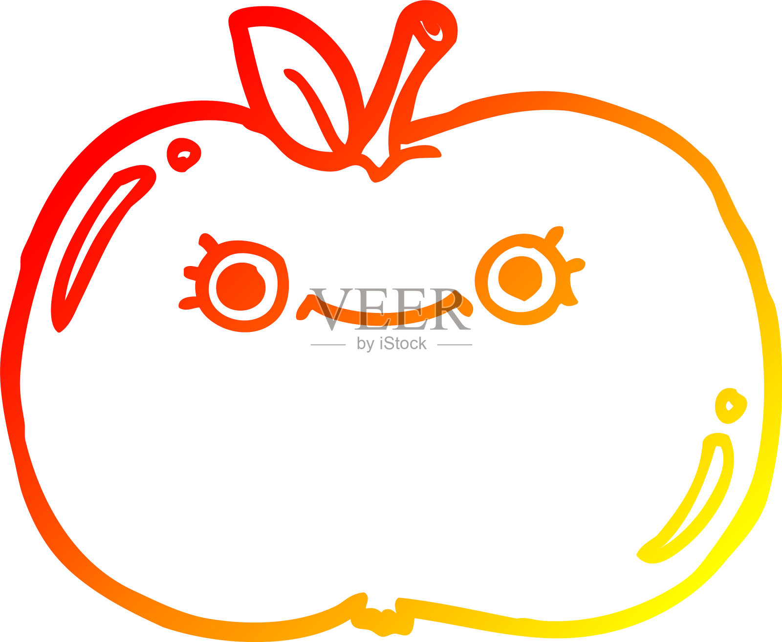温暖的梯度线画可爱的卡通苹果设计元素图片