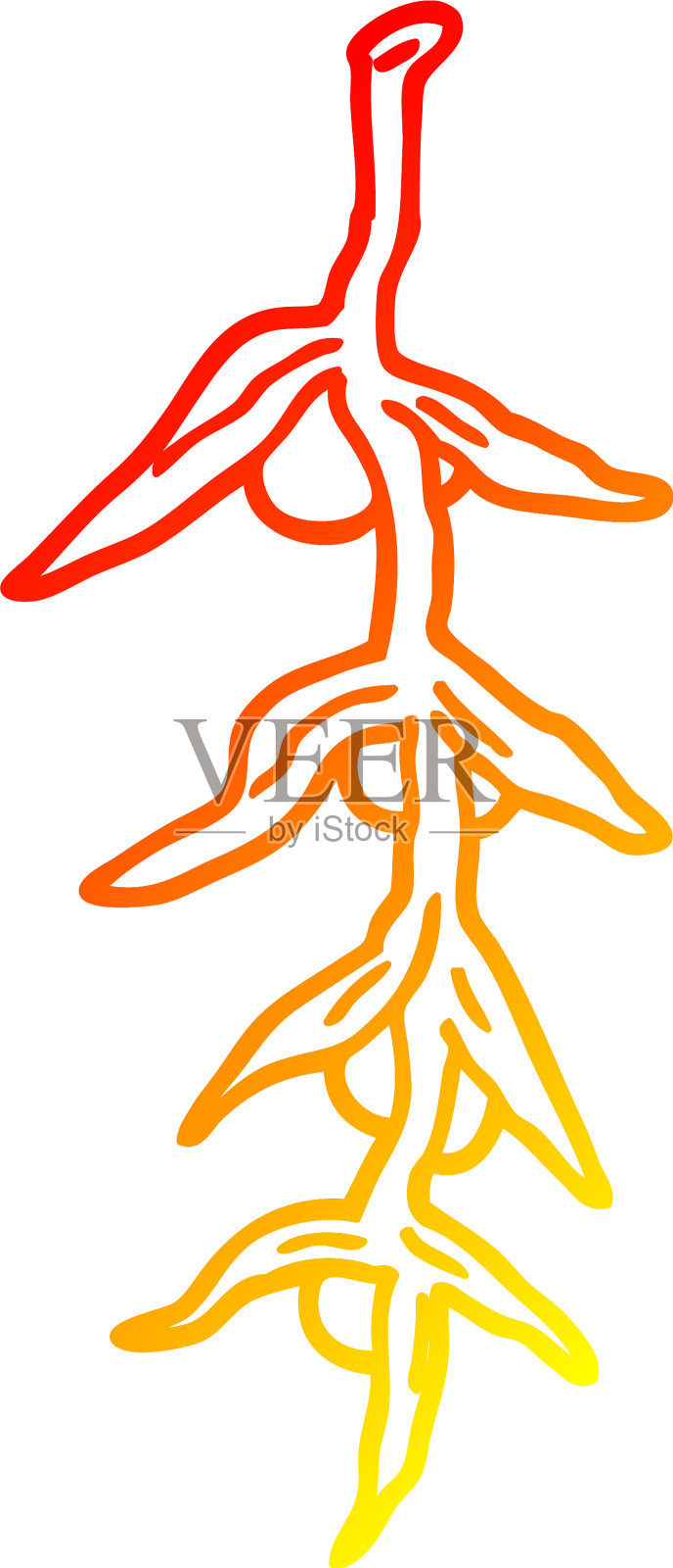 暖梯度线绘制卡通植物设计元素图片