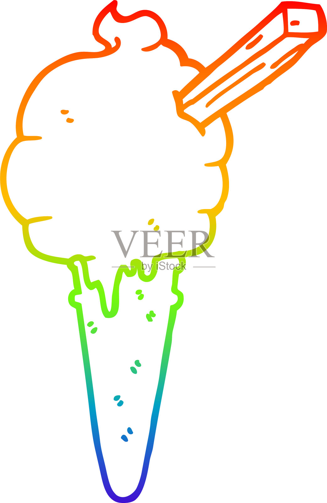 彩虹渐变线绘制卡通冰淇淋设计元素图片