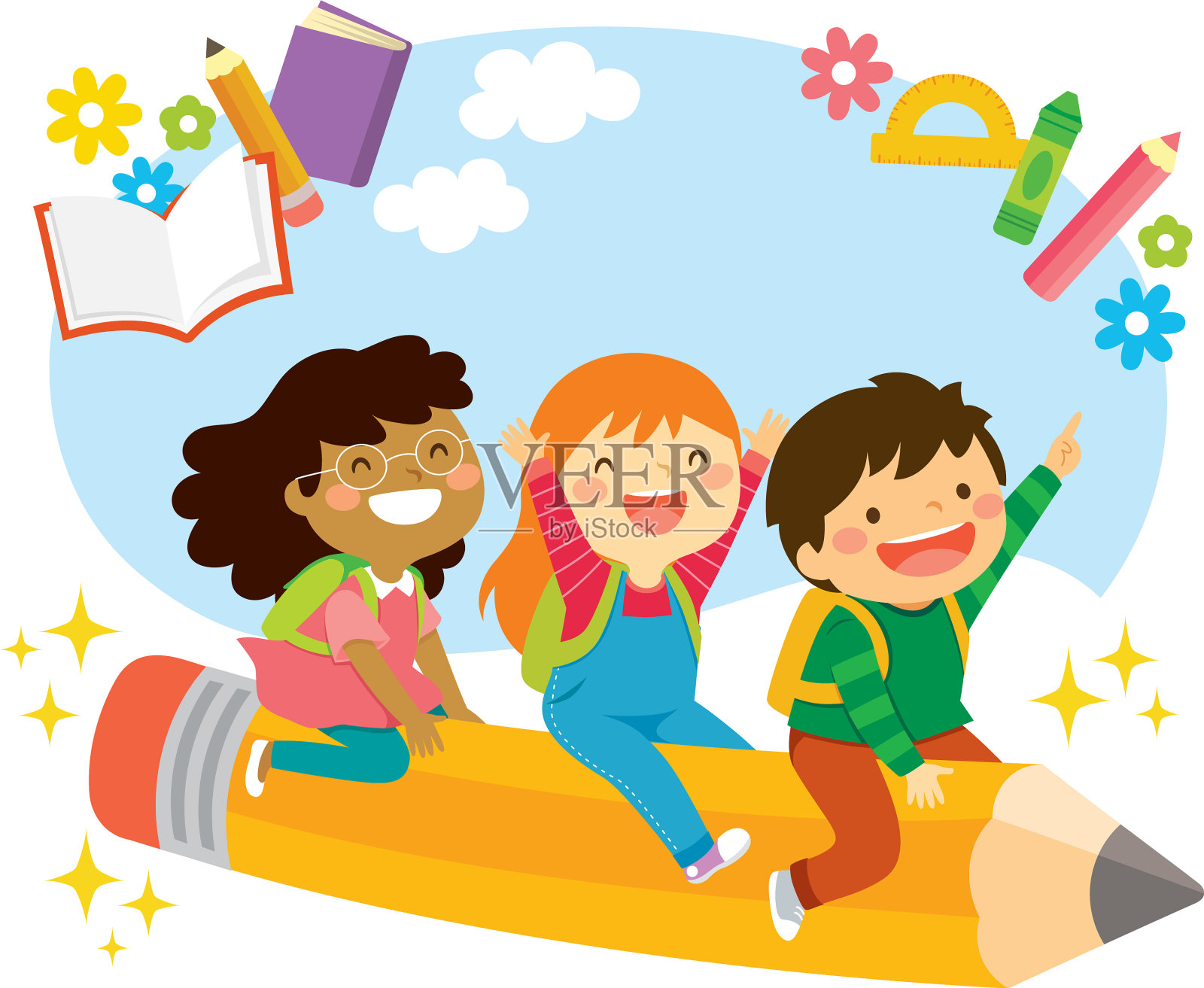 飞行的铅笔设计元素图片