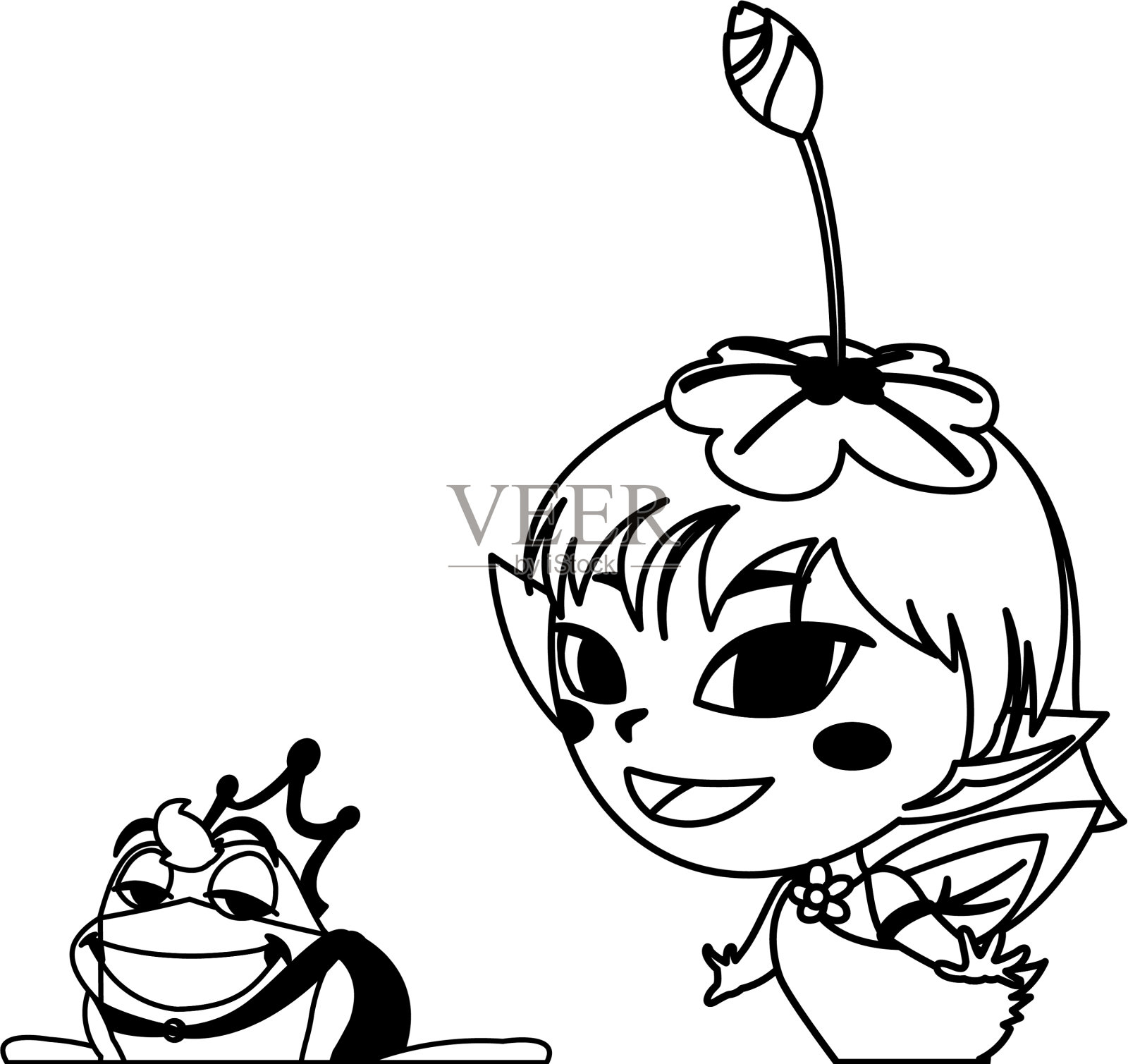 美丽的魔法仙女和癞蛤蟆王子的角色设计元素图片