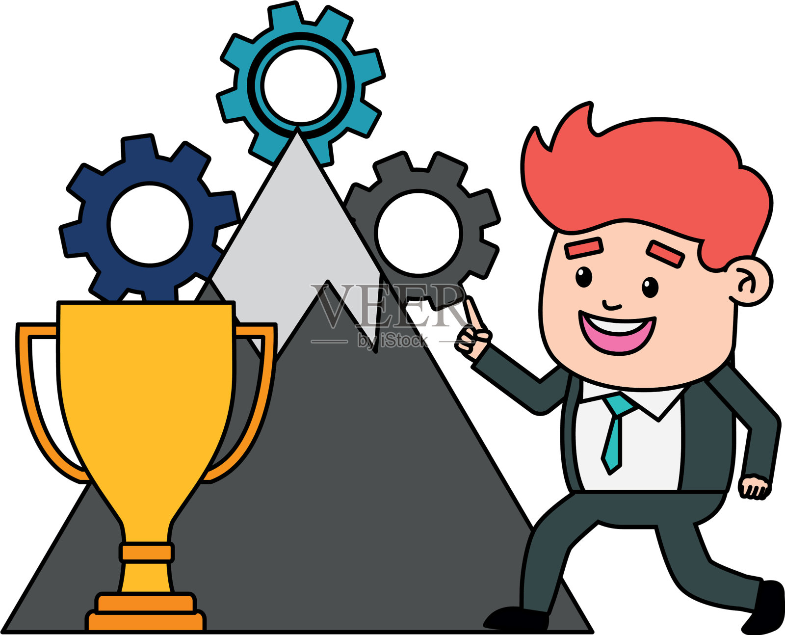 商人成功山奖杯设计元素图片