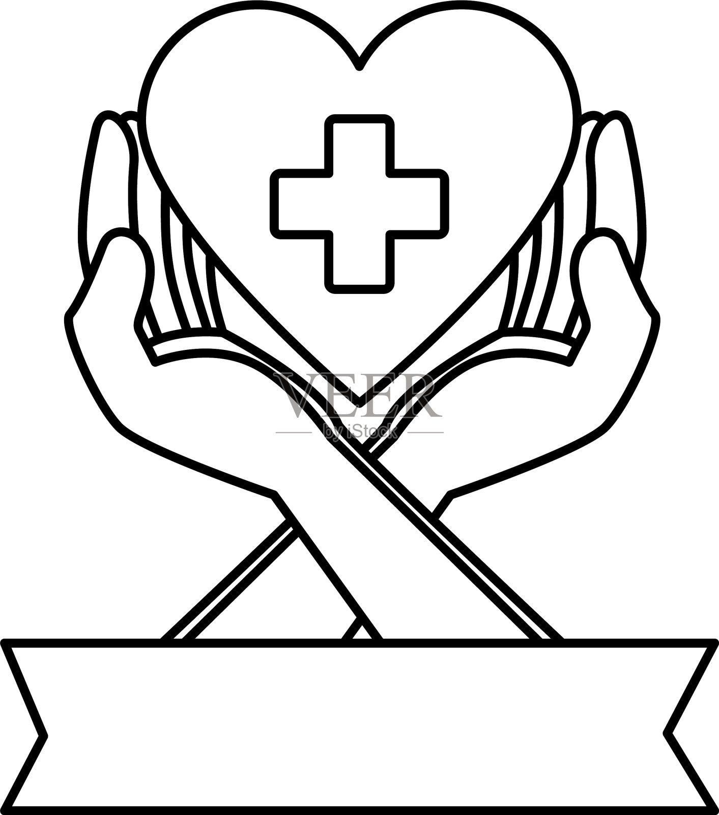 双手交叉保护医用心脏设计元素图片