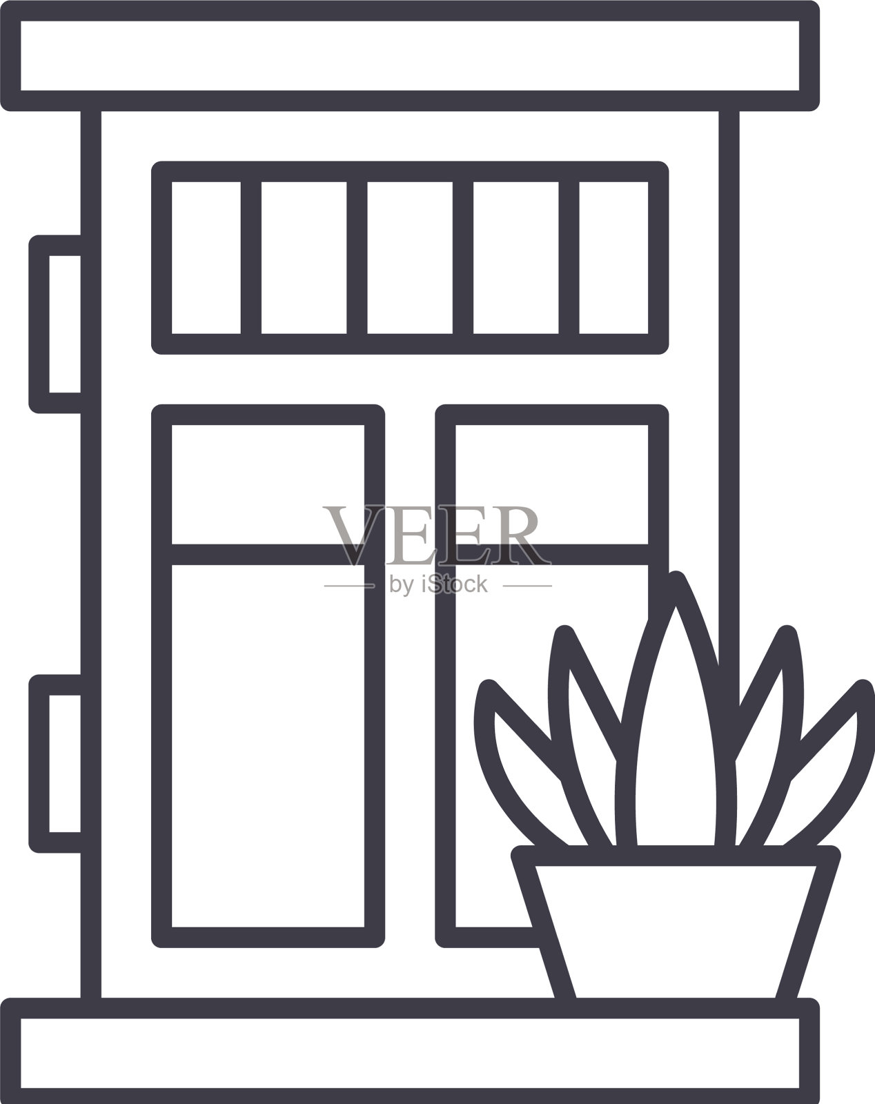 前门与工厂线图标概念前面设计元素图片