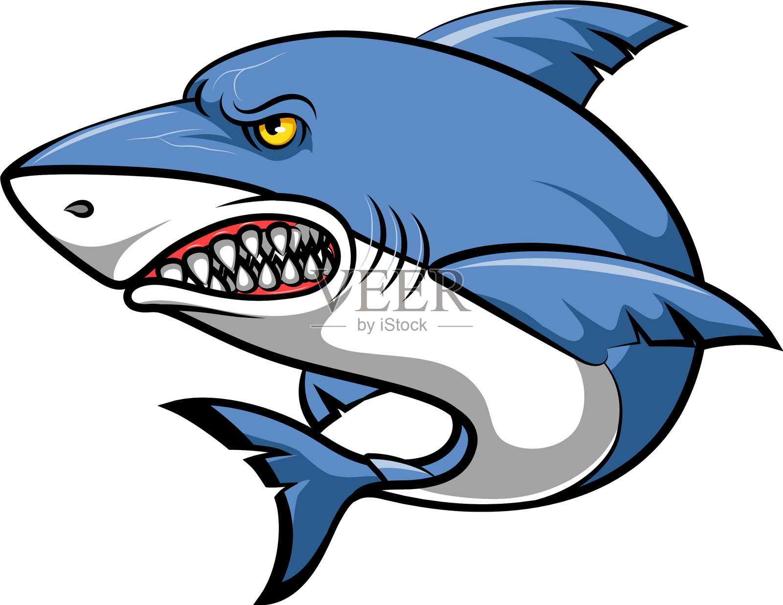 愤怒的鲨鱼卡通设计元素图片
