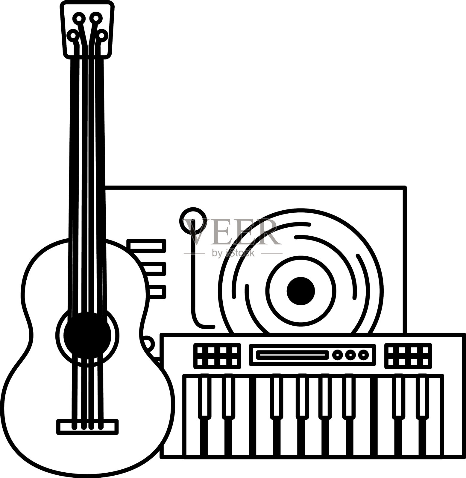 唱机黑胶唱片合成器吉他音乐设计元素图片