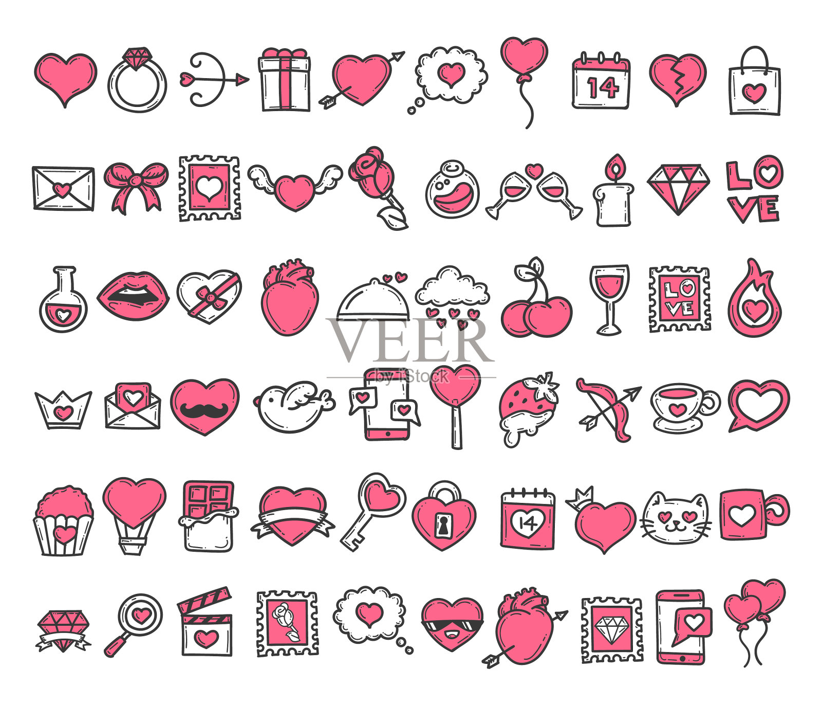 收集情人节涂鸦图标图标素材