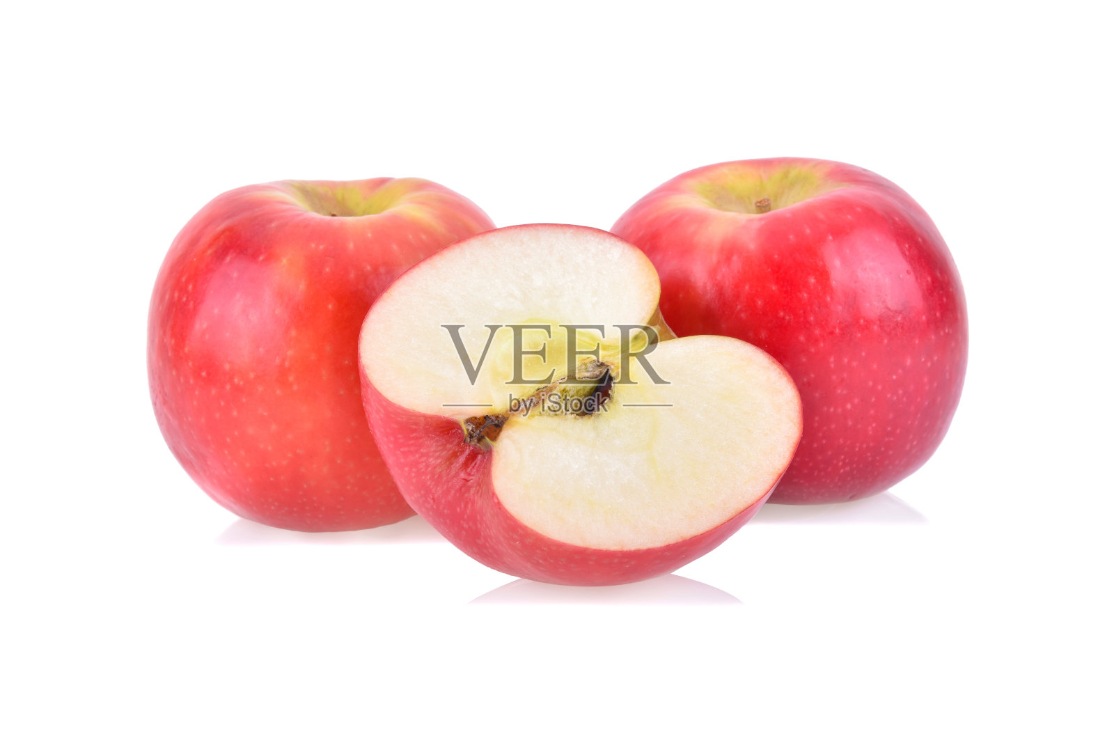 在白色背景上孤立的红苹果照片摄影图片