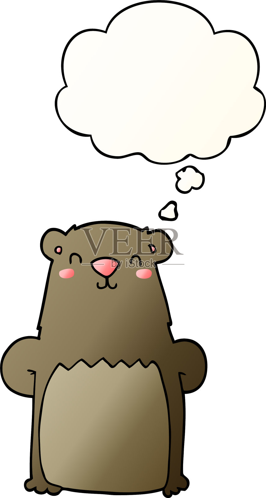 卡通熊和思想泡沫在顺利设计元素图片