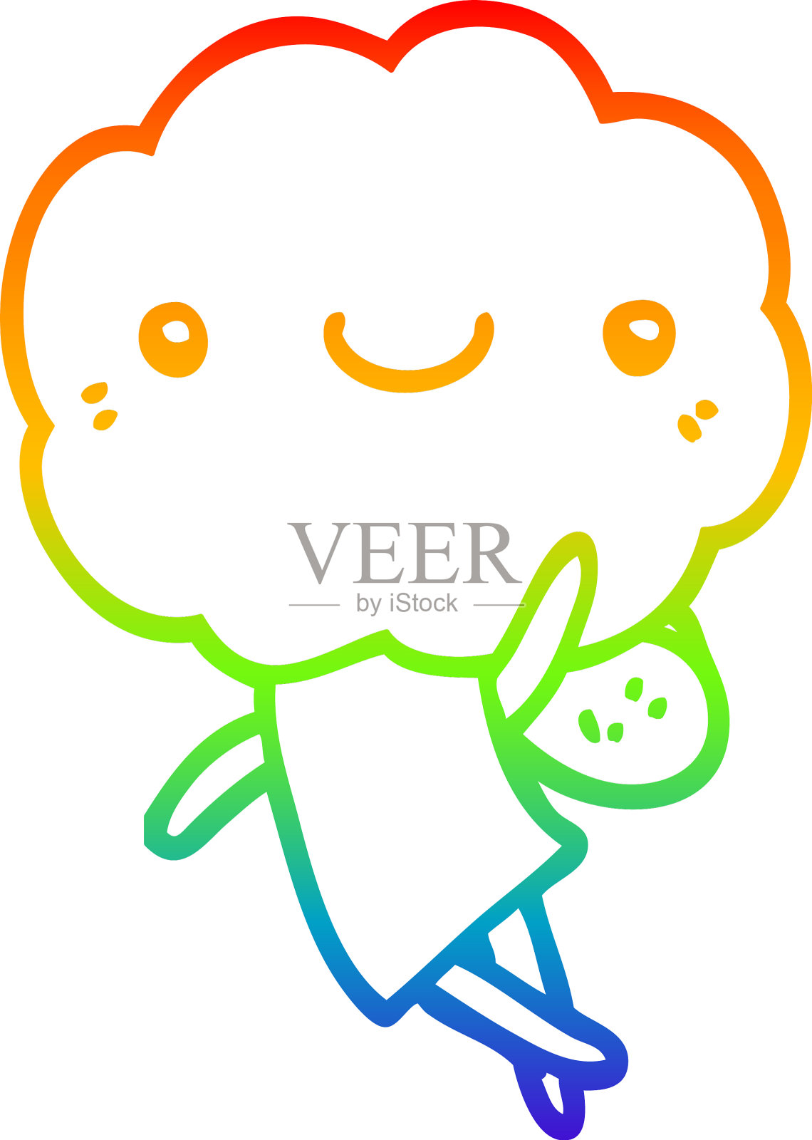 彩虹梯度线画可爱的云头设计元素图片