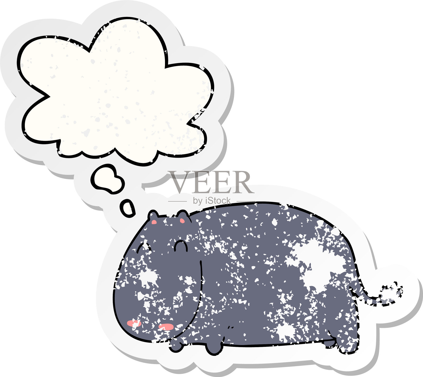 卡通河马和以为泡泡一样心疼设计元素图片