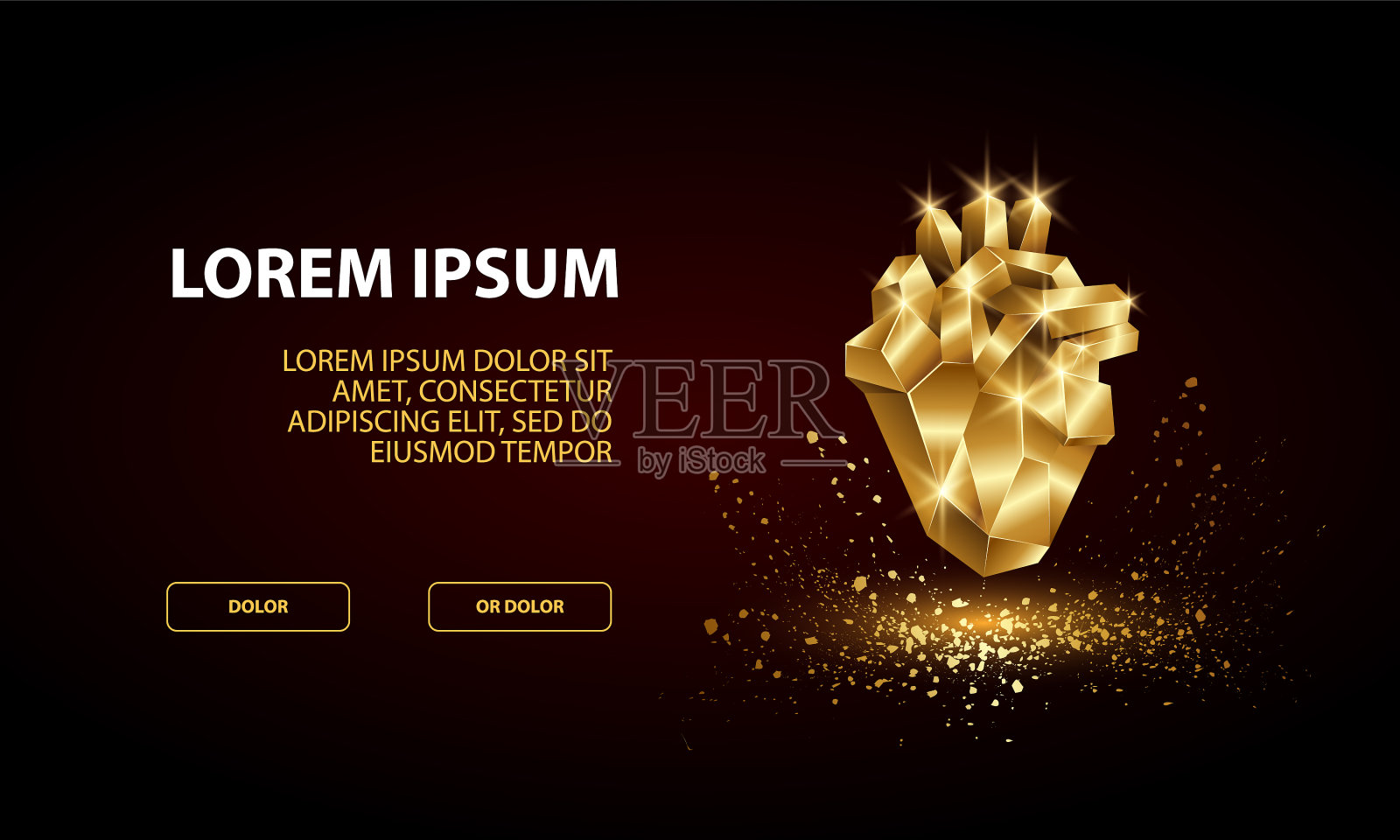 登陆页面模板用低聚金心设计模板素材